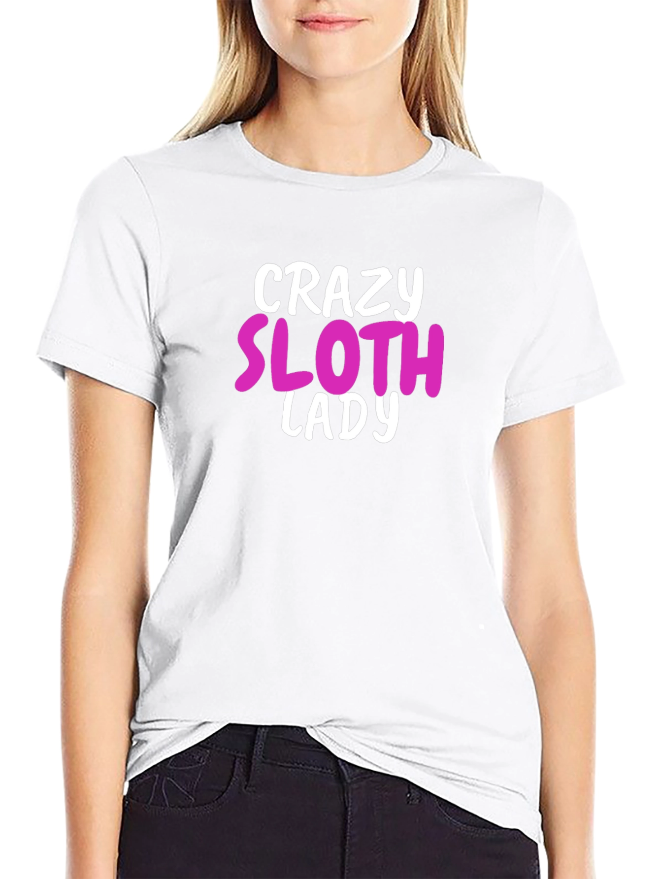 Crazy Sloth Lady Graphic Tee - Black Unisex T-Shirt
