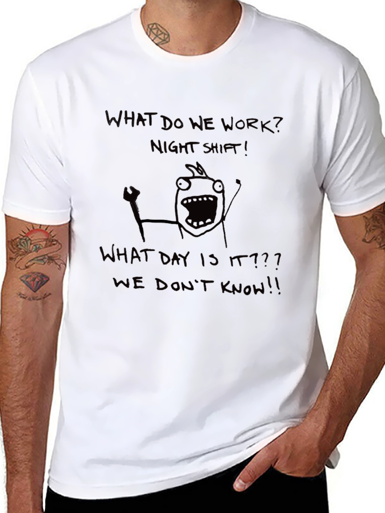Night Shift Crew Tee - Funny Graphic T-Shirt