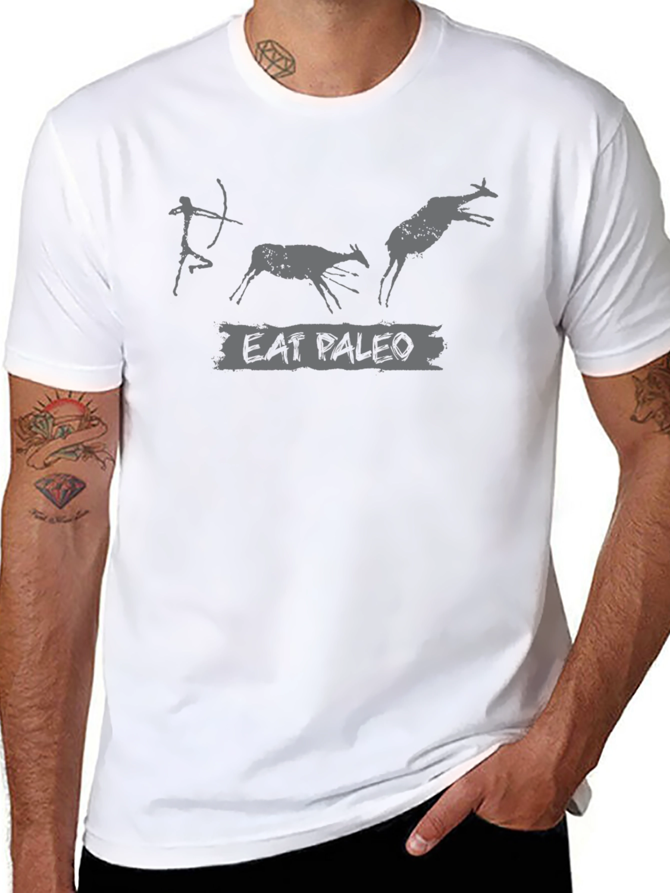 Eat Paleo T-Shirt: Caveman Hunting Graphic Tee