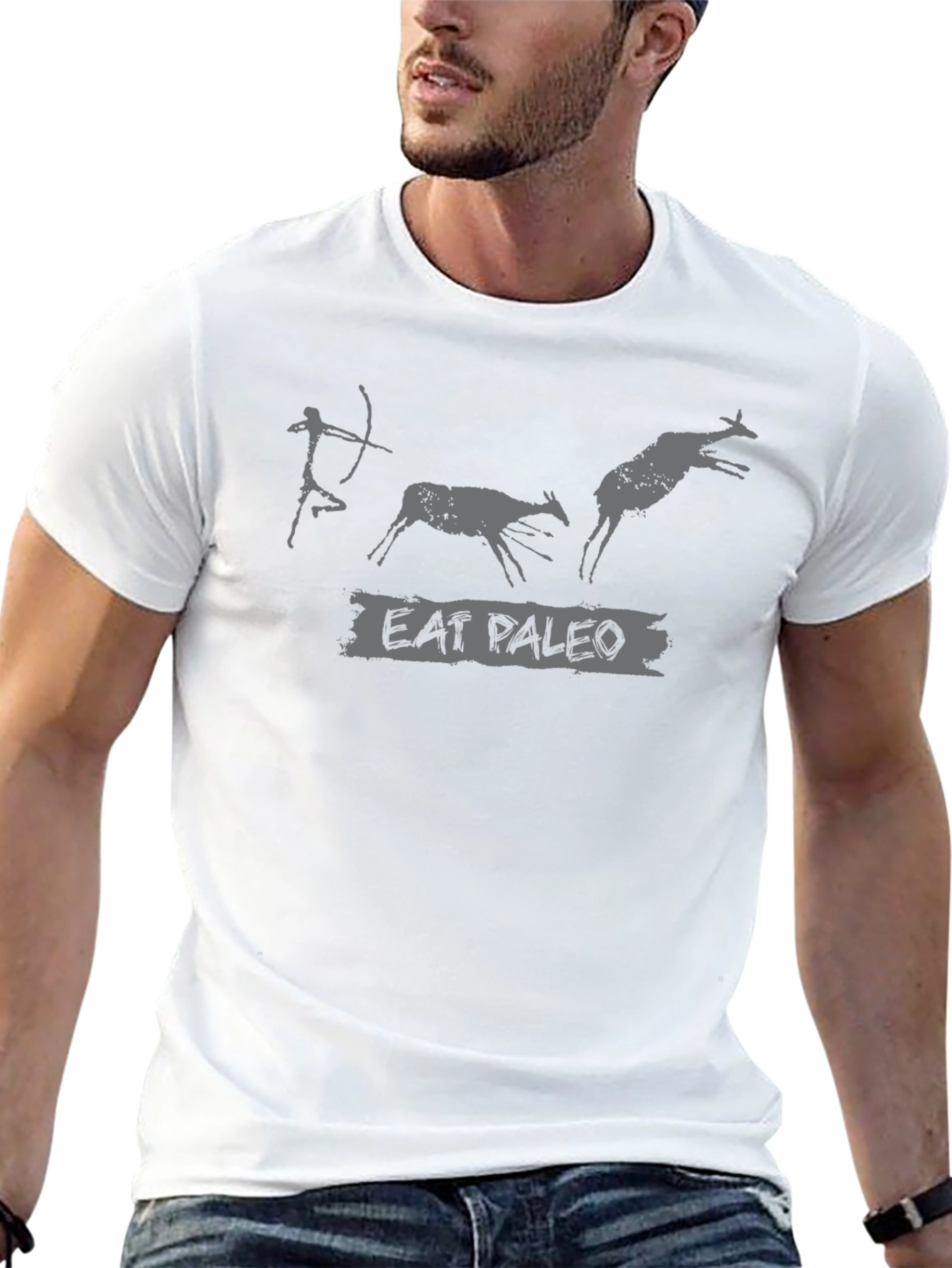 Eat Paleo T-Shirt: Caveman Hunting Graphic Tee