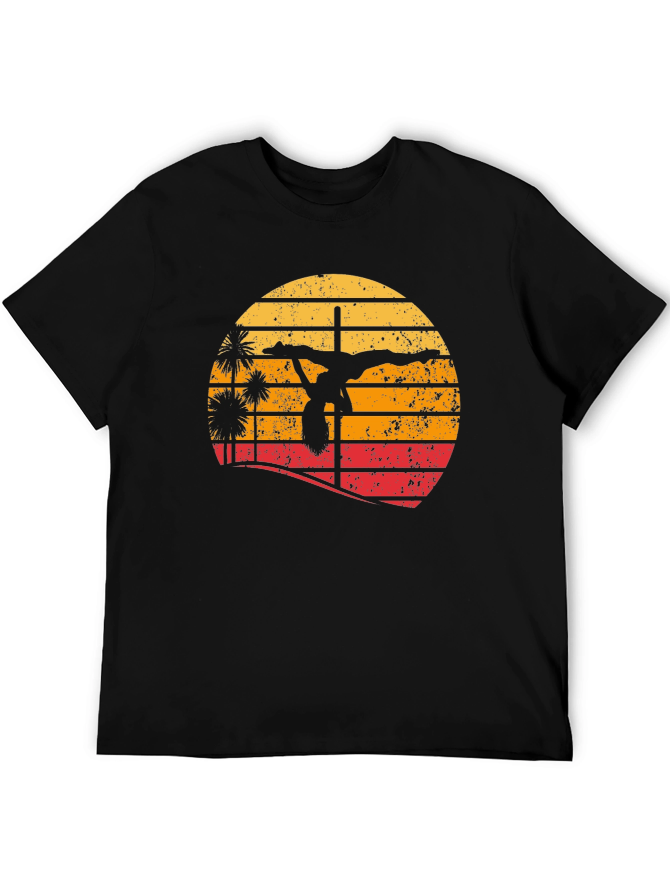 Retro Sunset Pole Dancer T-Shirt - Unique Design