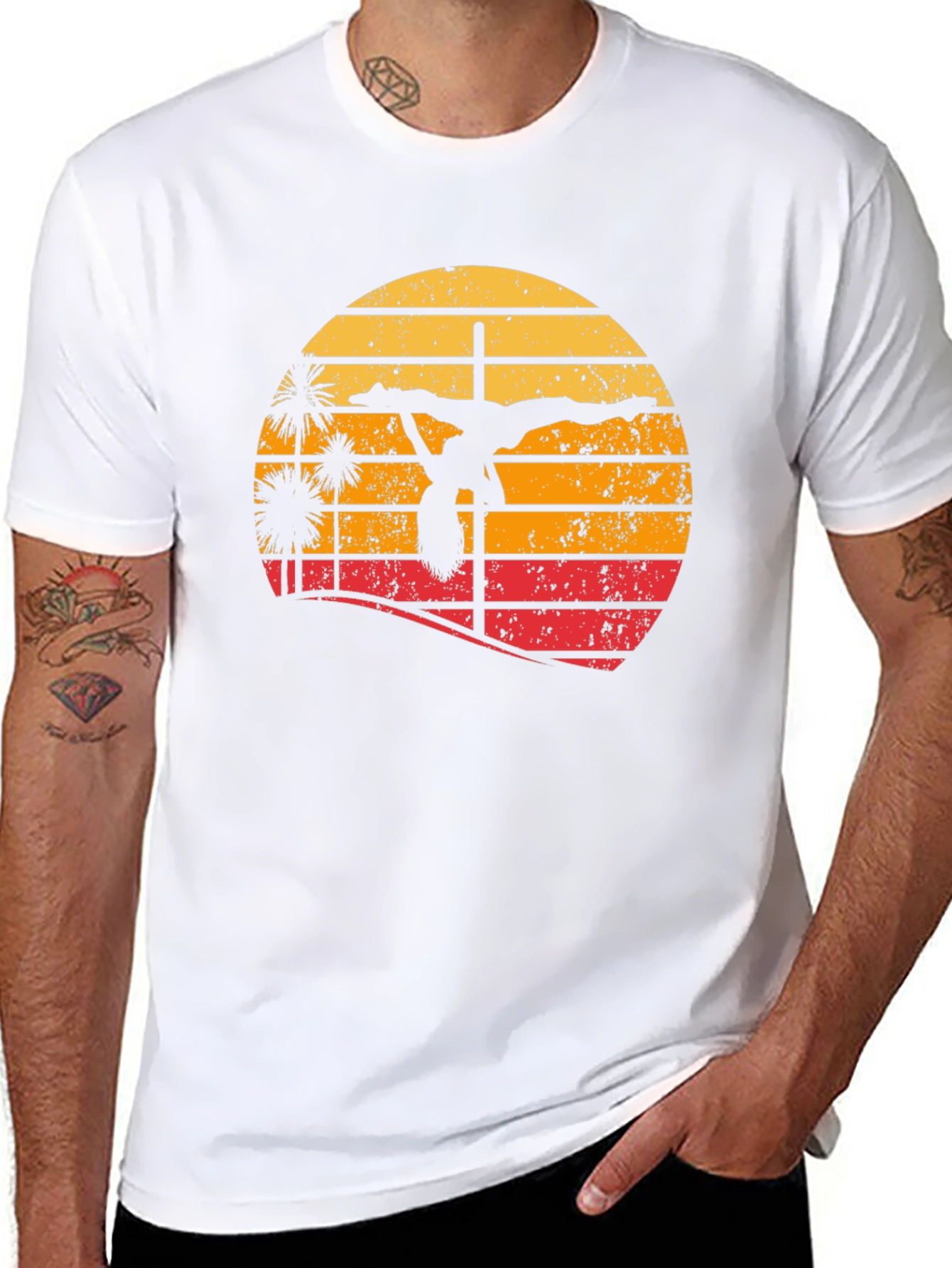 Retro Sunset Pole Dancer T-Shirt - Unique Design