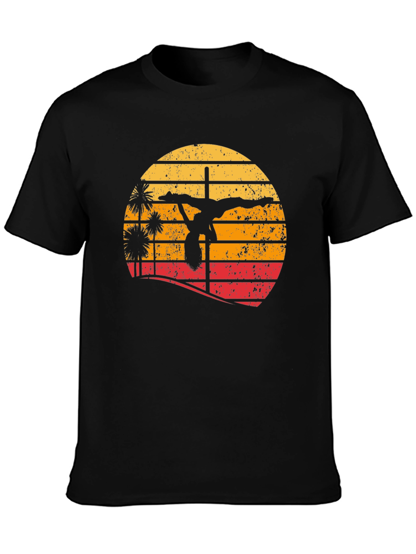Retro Sunset Pole Dancer T-Shirt - Unique Design