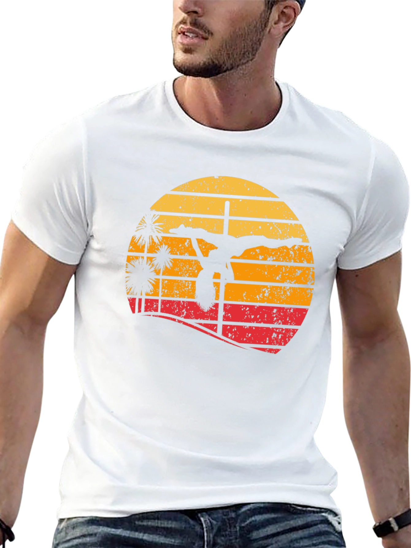 Retro Sunset Pole Dancer T-Shirt - Unique Design