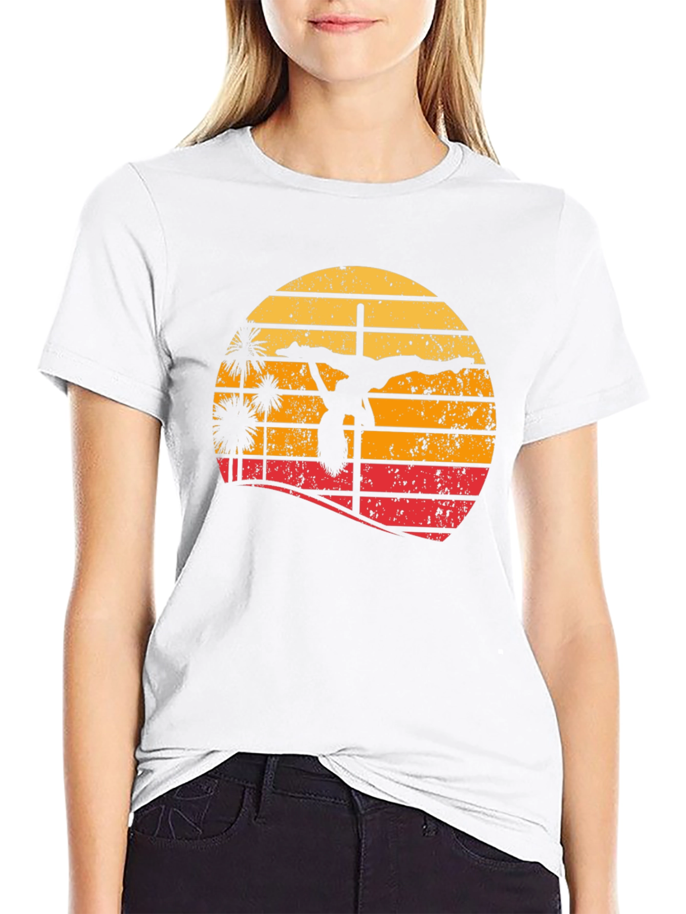Retro Sunset Pole Dancer T-Shirt - Unique Design