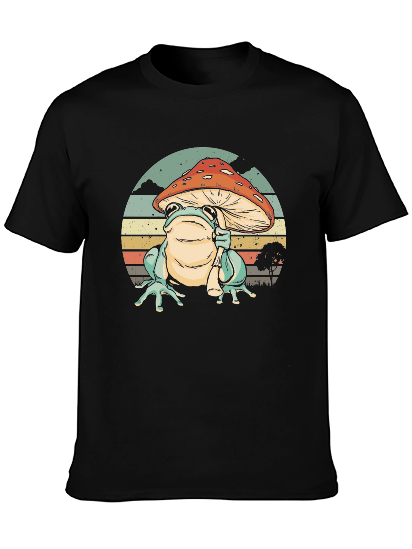 Frog with Mushroom Hat Graphic T-Shirt