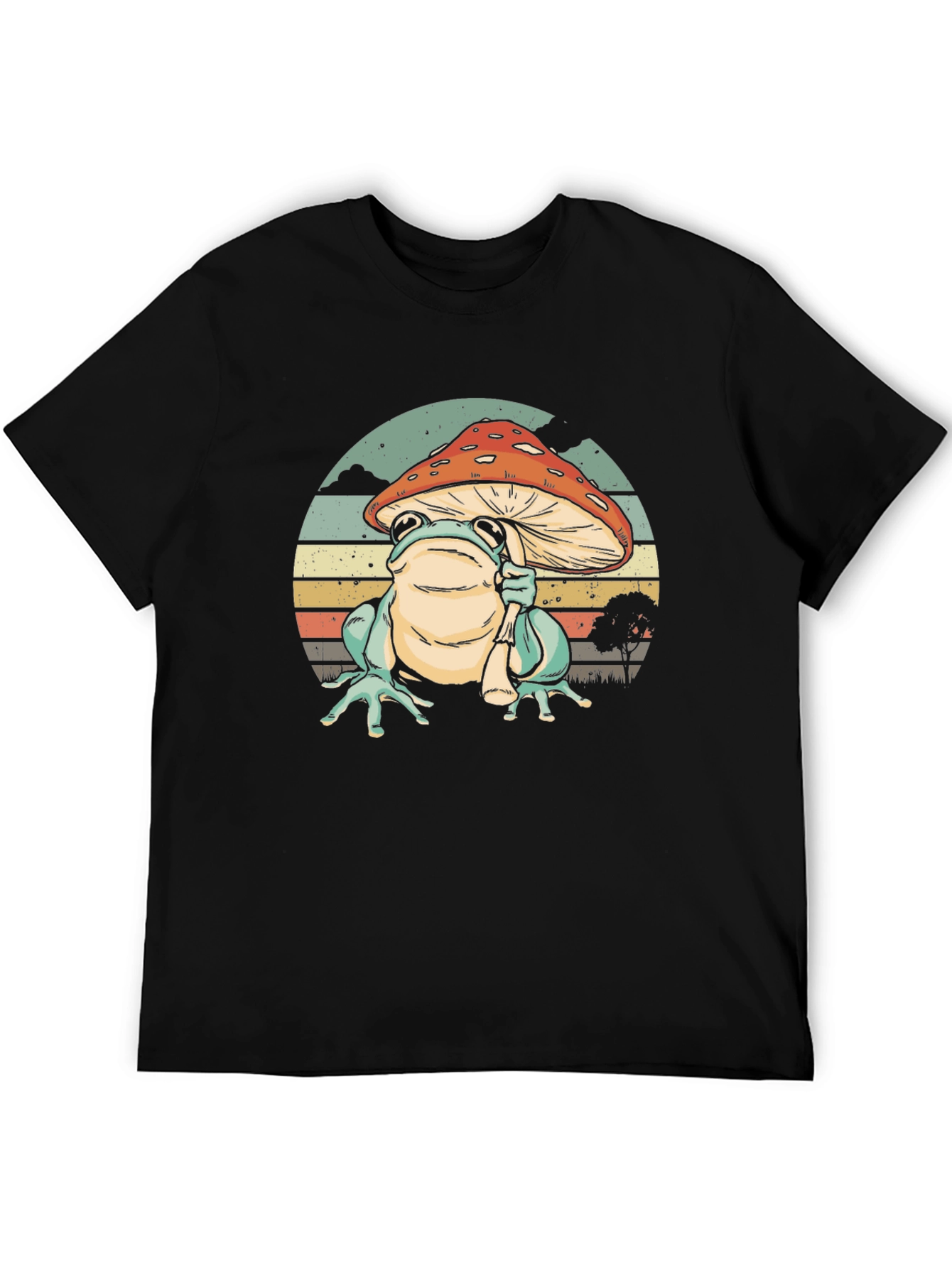 Frog with Mushroom Hat Graphic T-Shirt