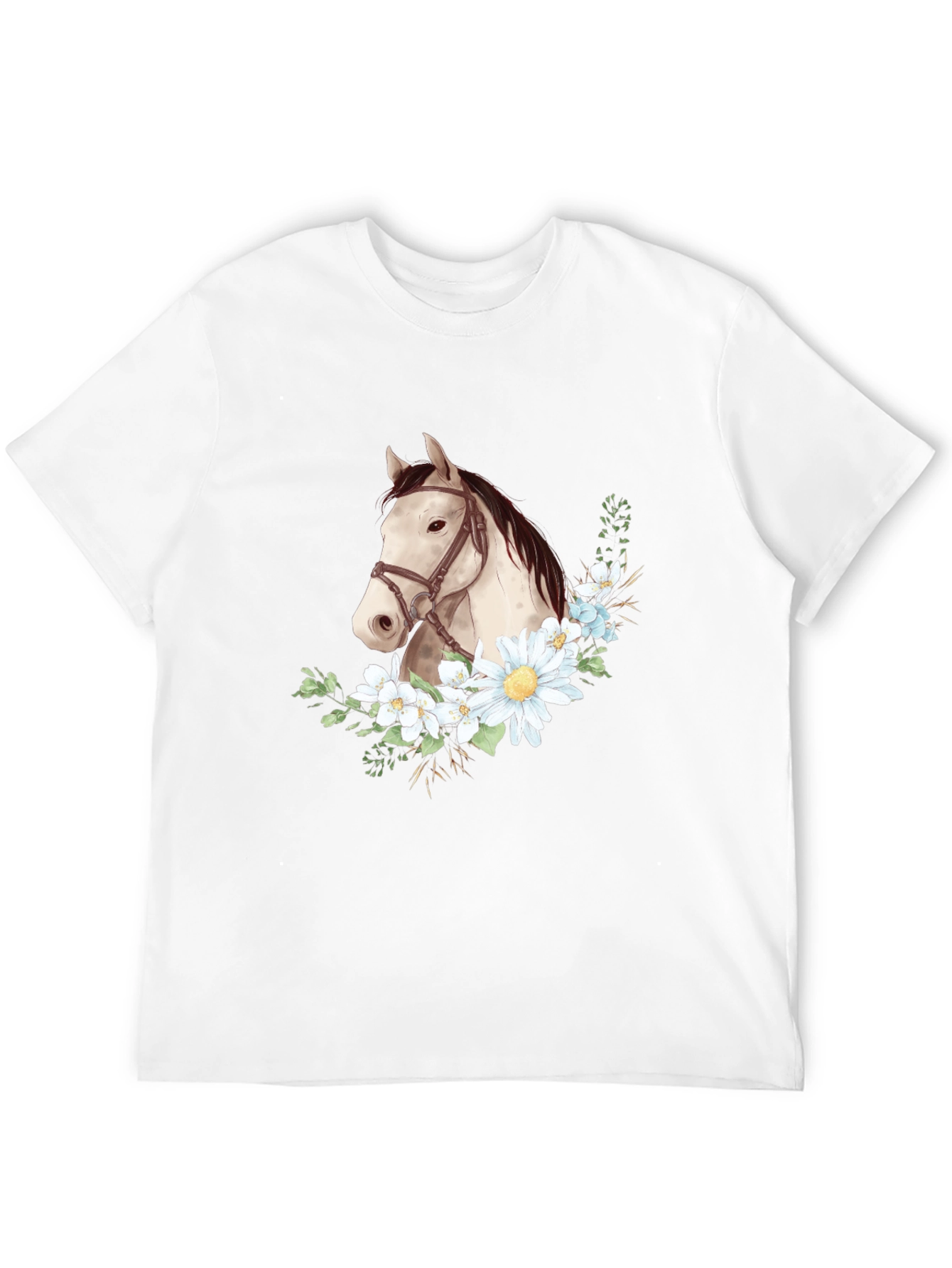Horse & Floral Graphic Tee - Black