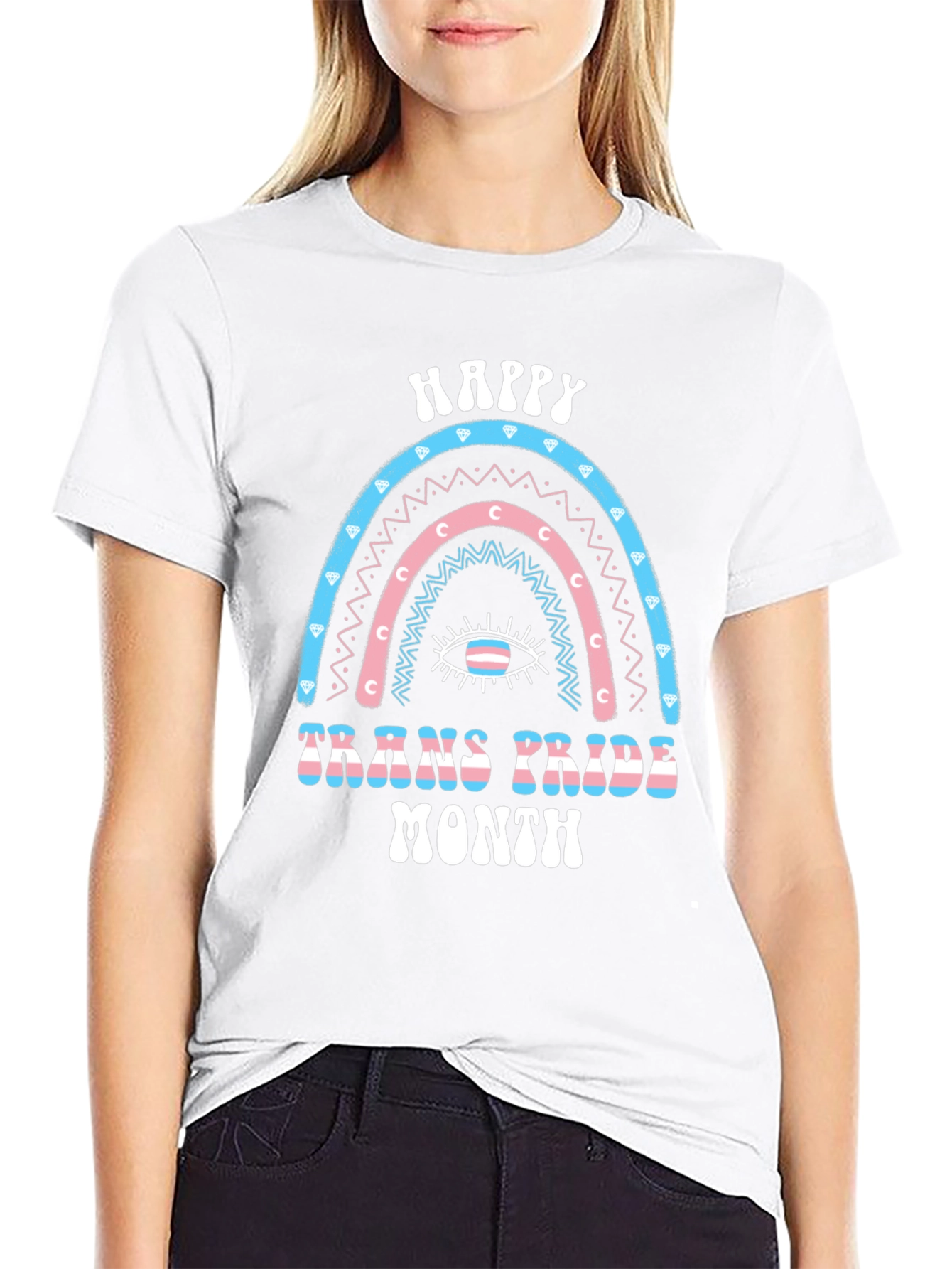 Trans Pride Month Rainbow Graphic T-Shirt