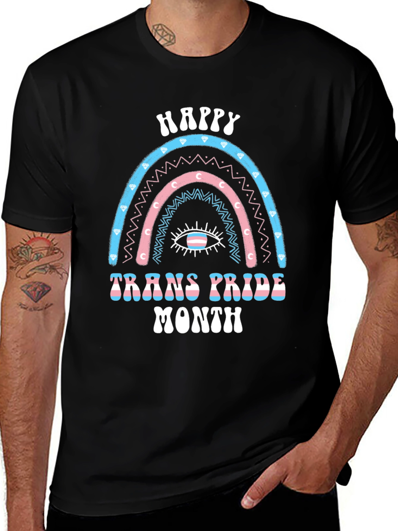 Trans Pride Month Rainbow Graphic T-Shirt