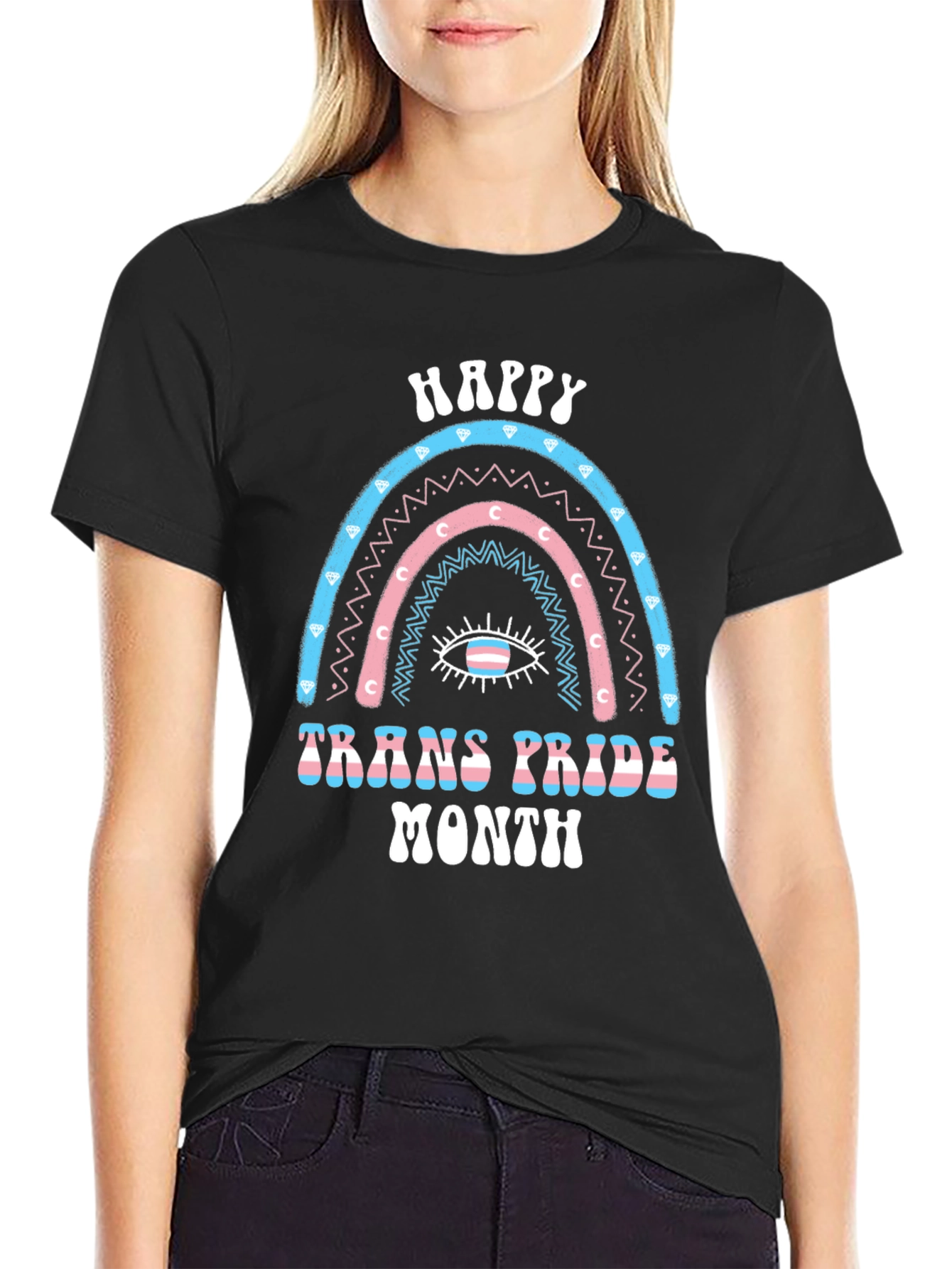 Trans Pride Month Rainbow Graphic T-Shirt