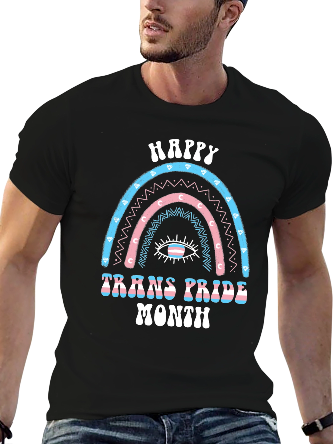 Trans Pride Month Rainbow Graphic T-Shirt