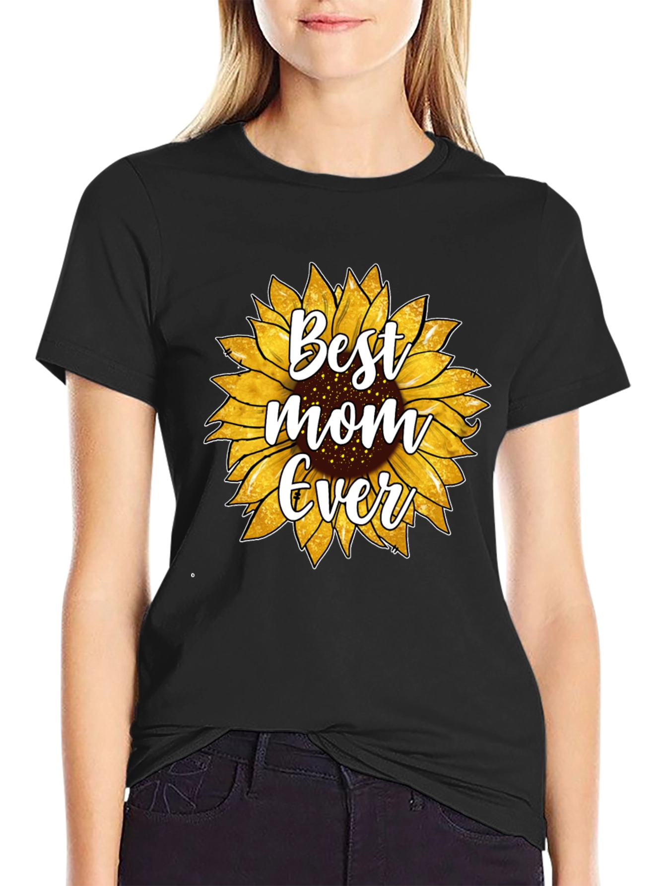 Best Mom Ever Sunflower Graphic T-Shirt