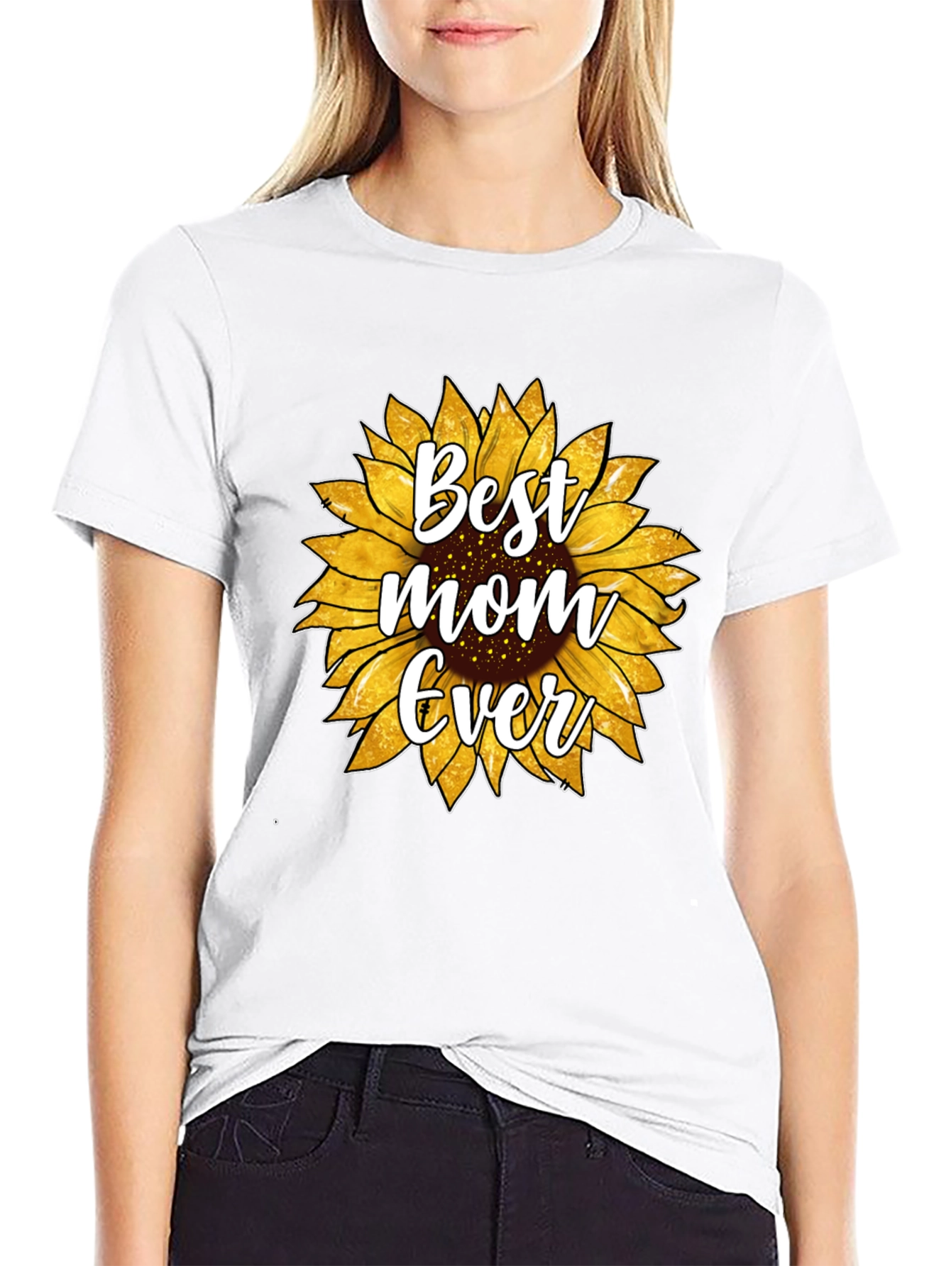 Best Mom Ever Sunflower Graphic T-Shirt