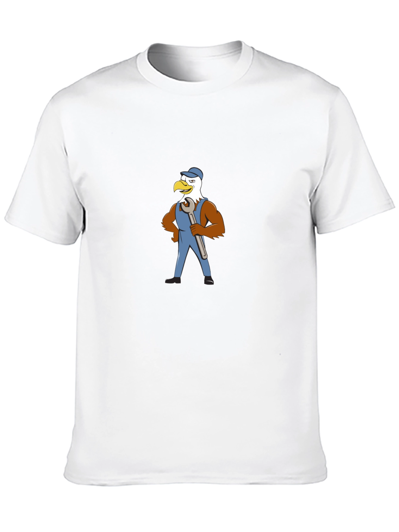 Eagle Mechanic Cartoon Black T-Shirt