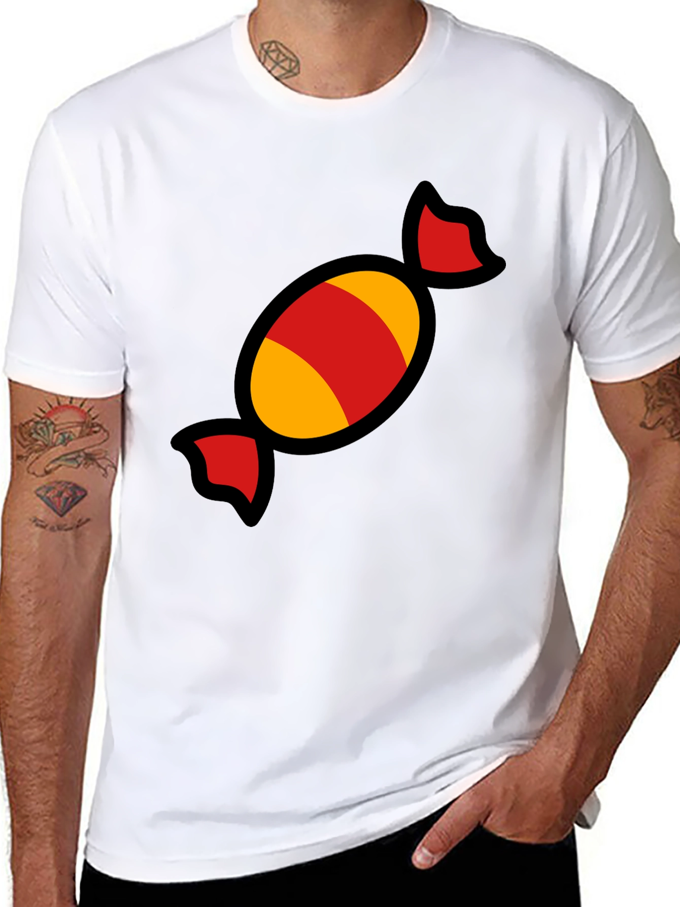 Candy Graphic Tee - Fun & Festive Black T-Shirt