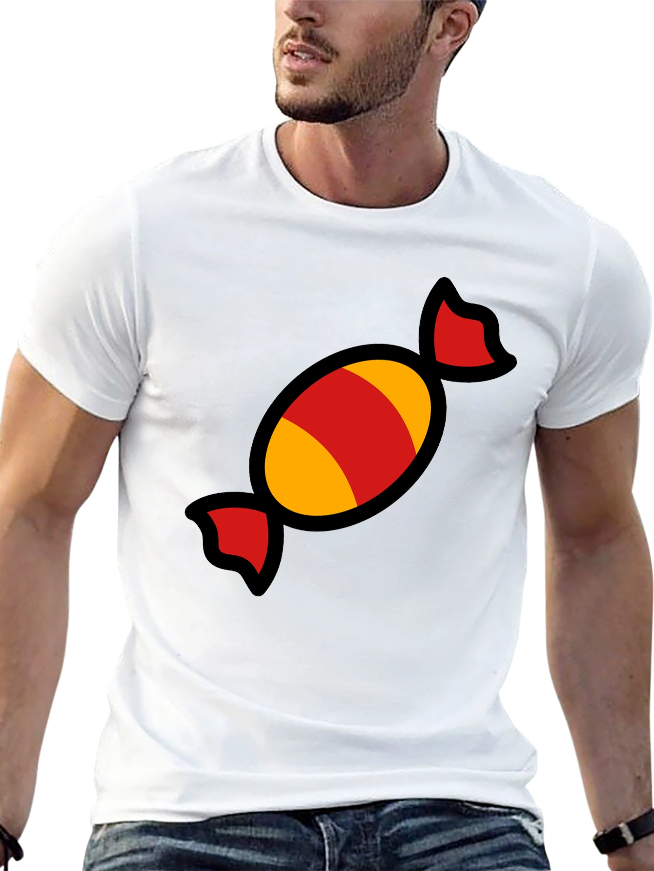 Candy Graphic Tee - Fun & Festive Black T-Shirt