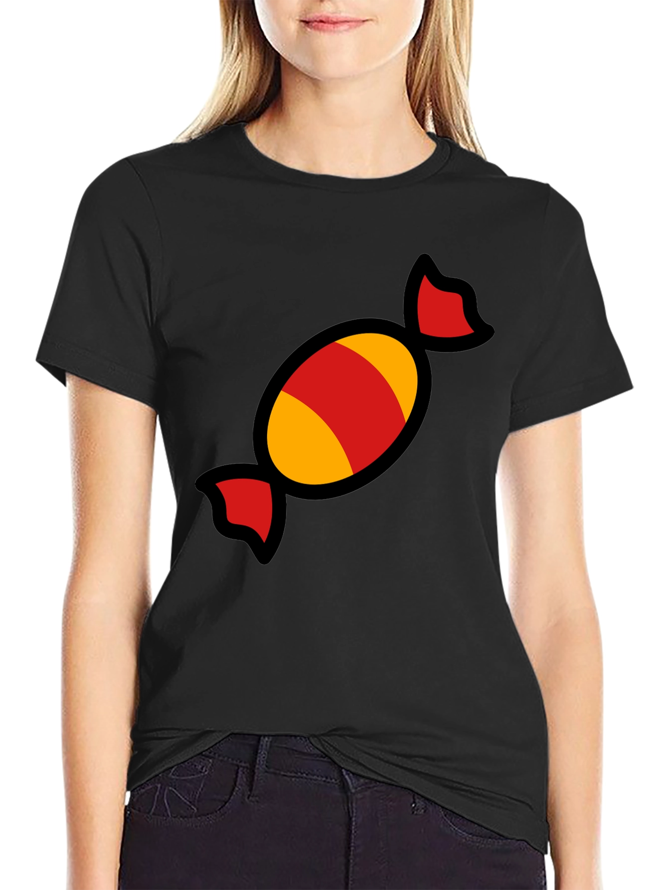 Candy Graphic Tee - Fun & Festive Black T-Shirt