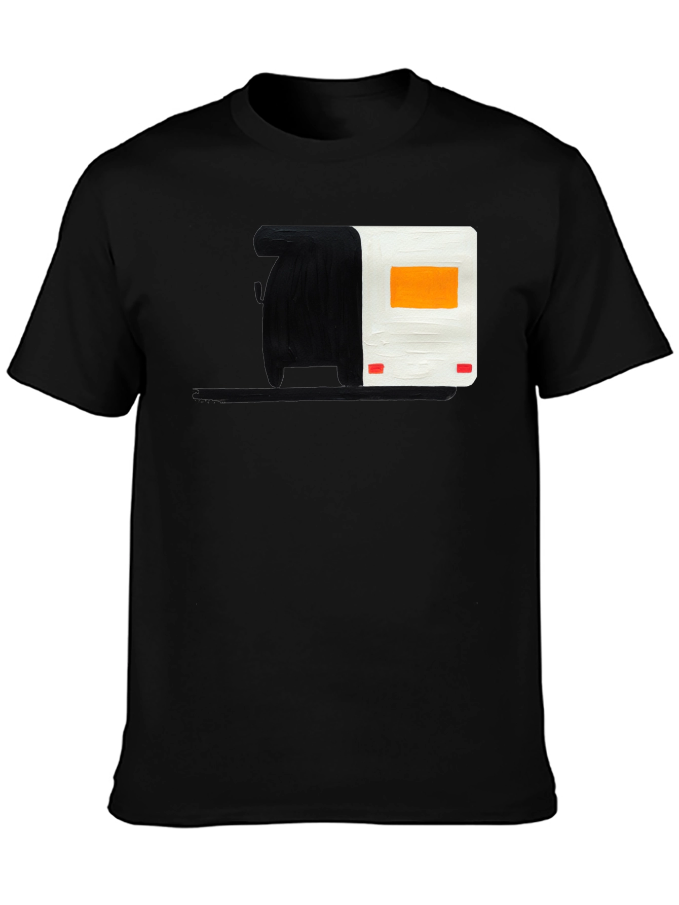 Abstract Camper Graphic Tee - Black Cotton Blend