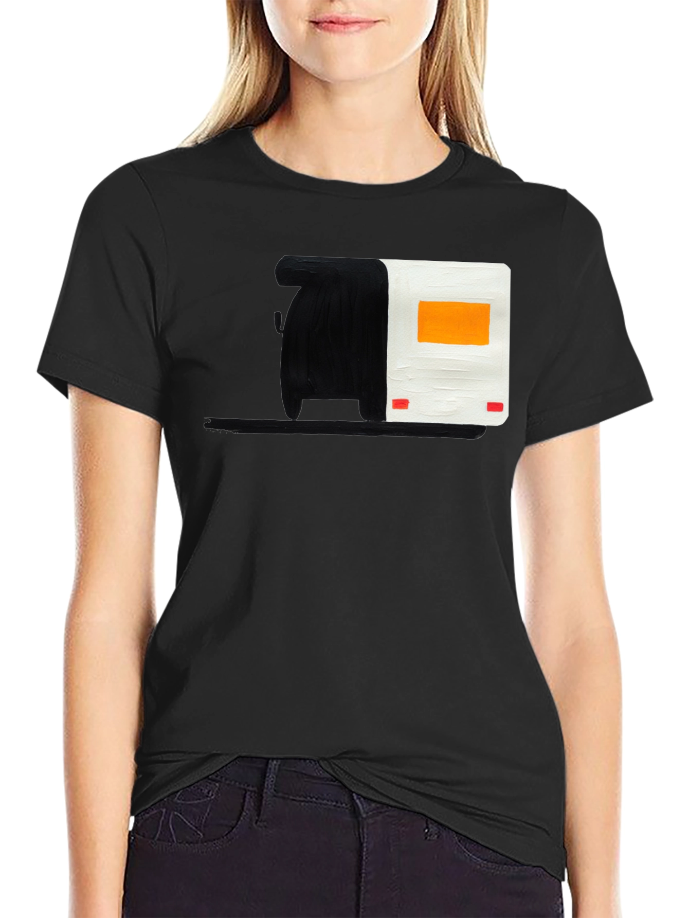 Abstract Camper Graphic Tee - Black Cotton Blend