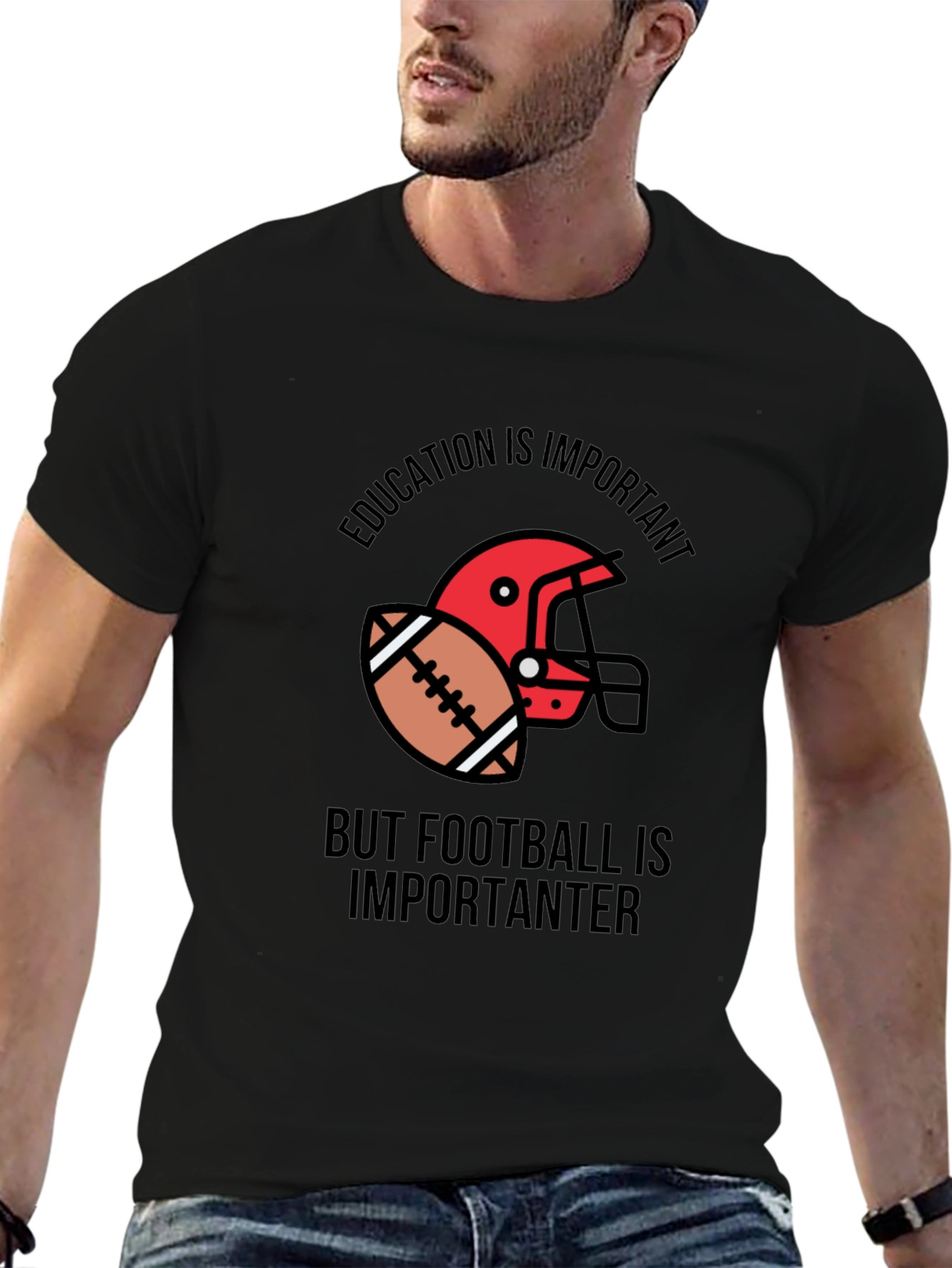 Education vs. Football Graphic T-Shirt