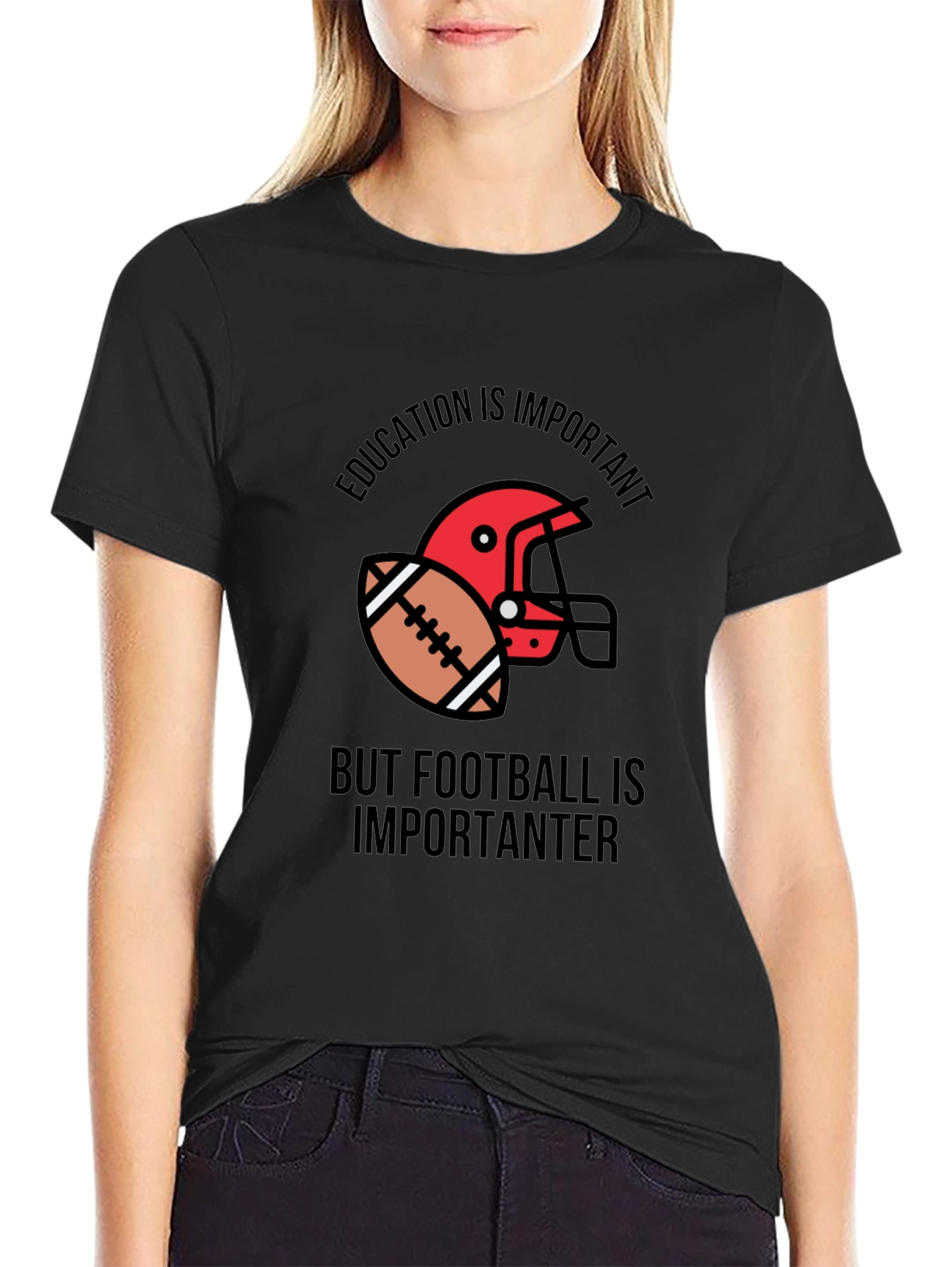 Education vs. Football Graphic T-Shirt
