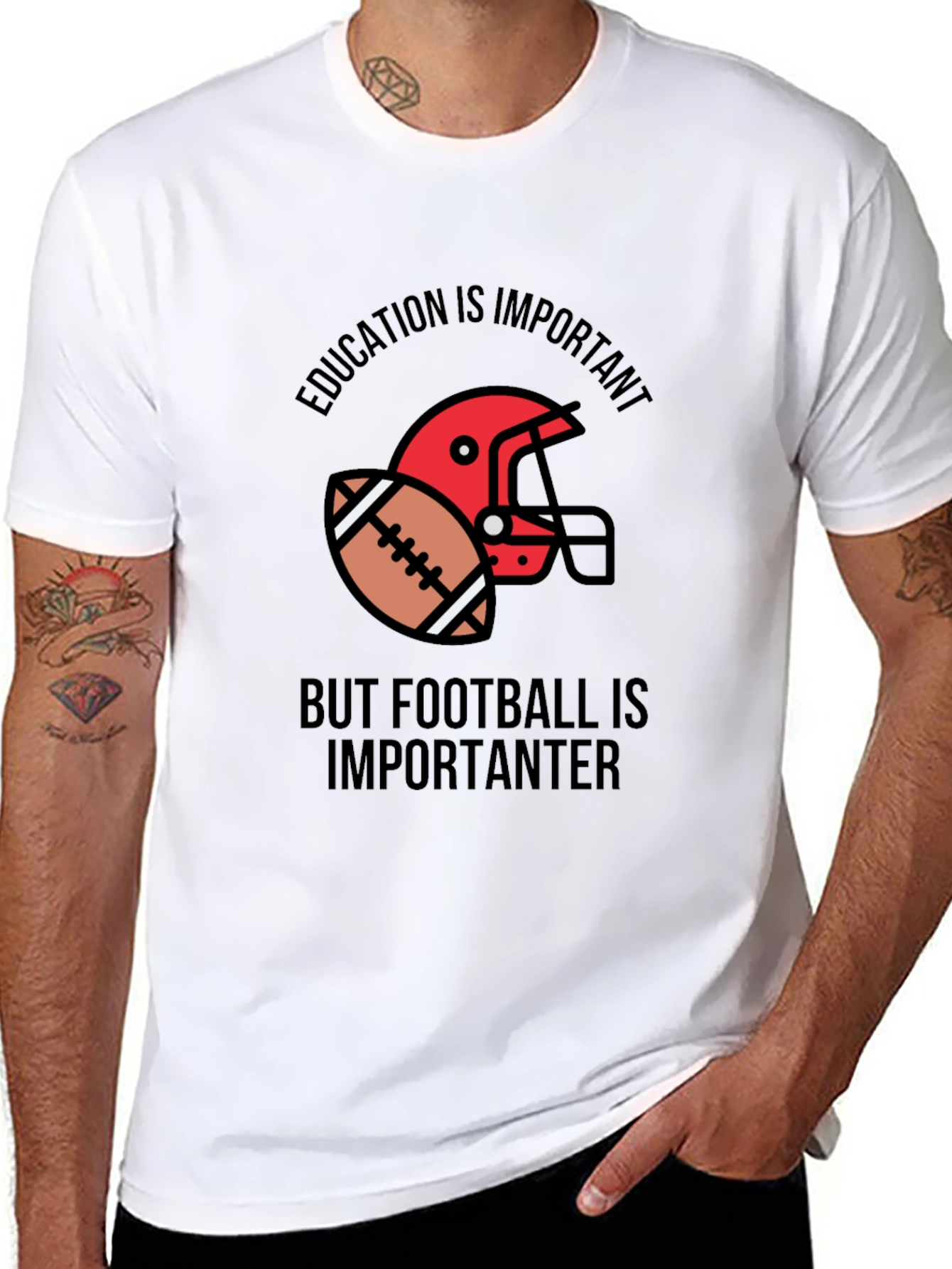 Education vs. Football Graphic T-Shirt