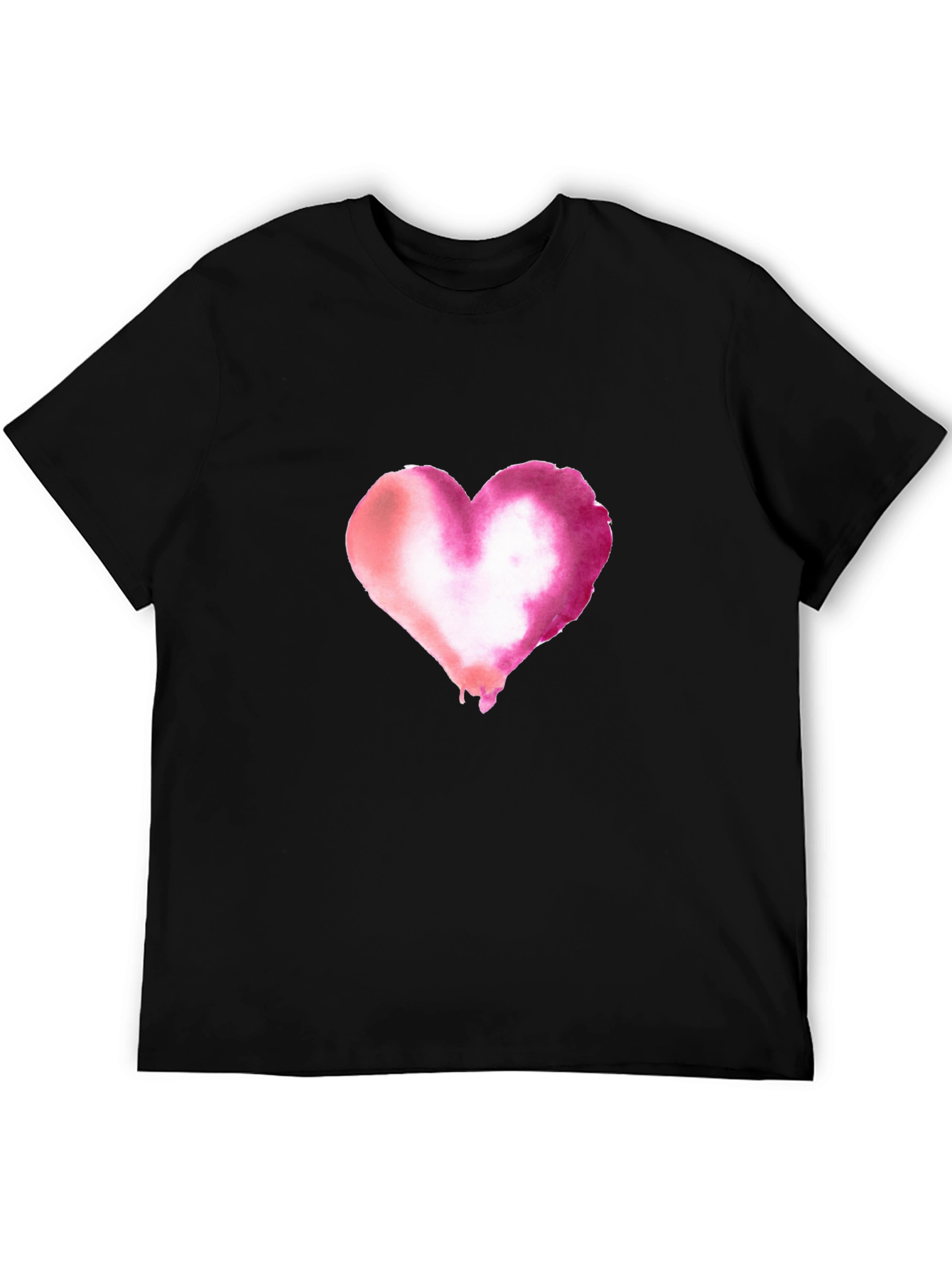Watercolor Heart Black T-Shirt
