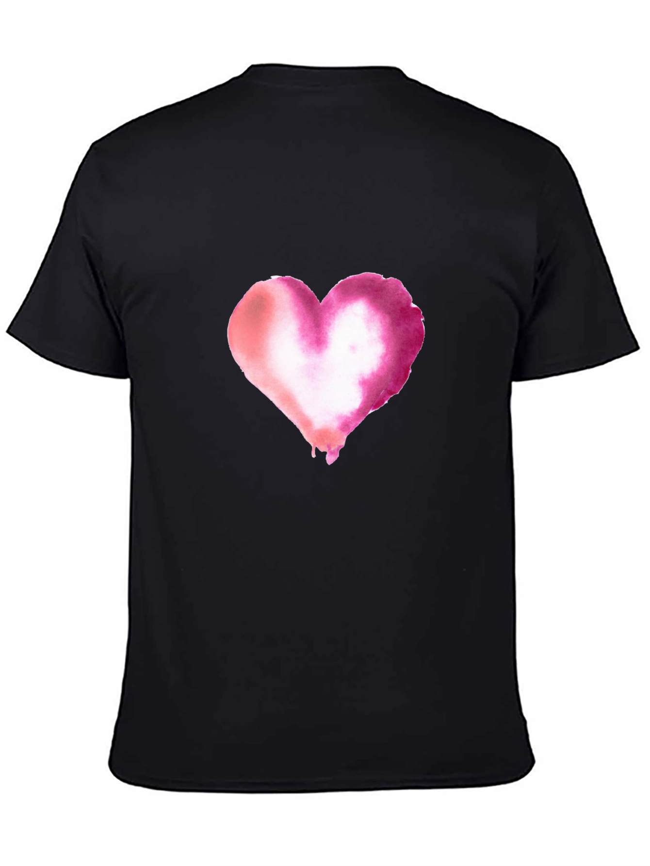 Watercolor Heart Black T-Shirt