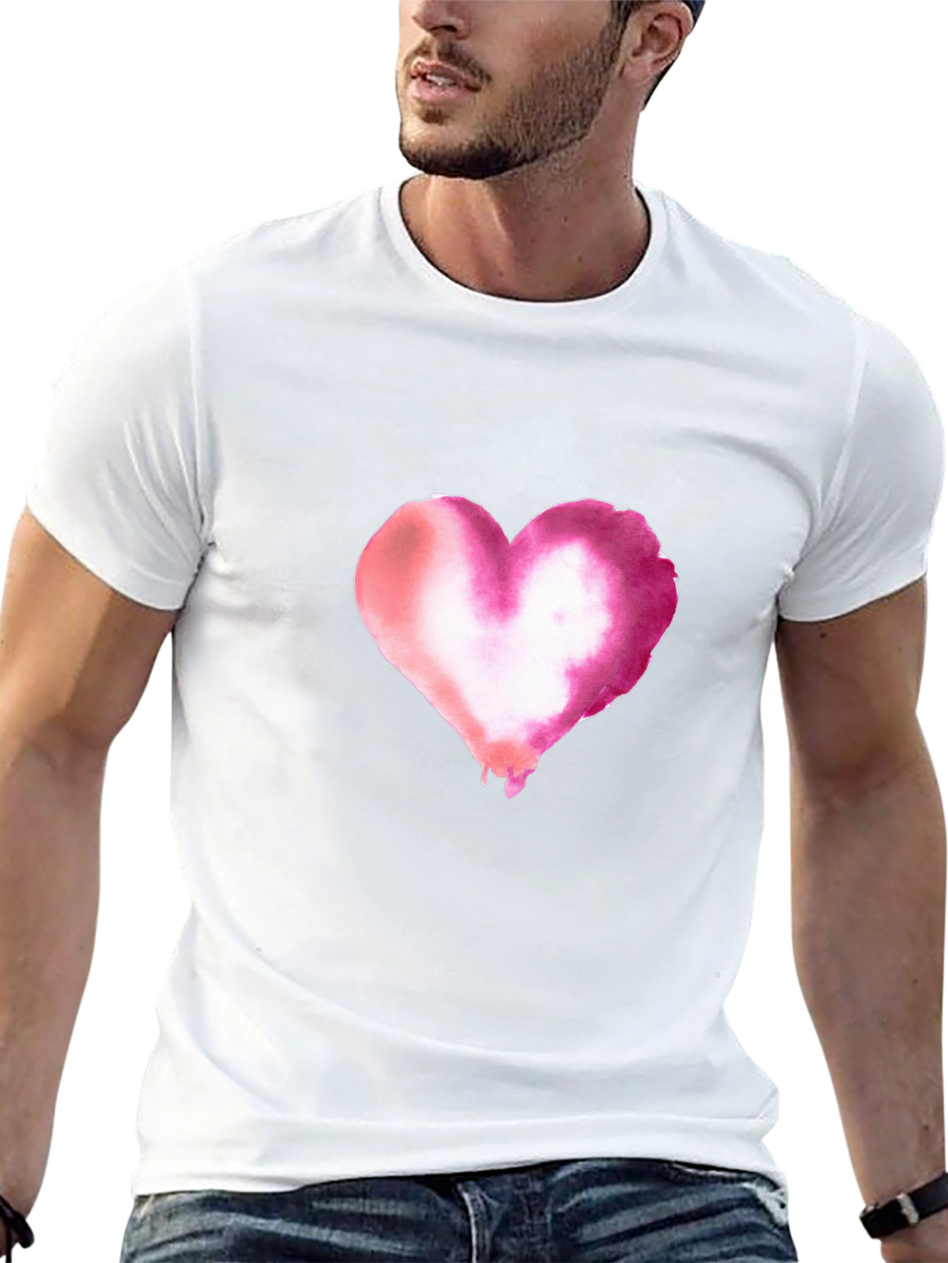 Watercolor Heart Black T-Shirt