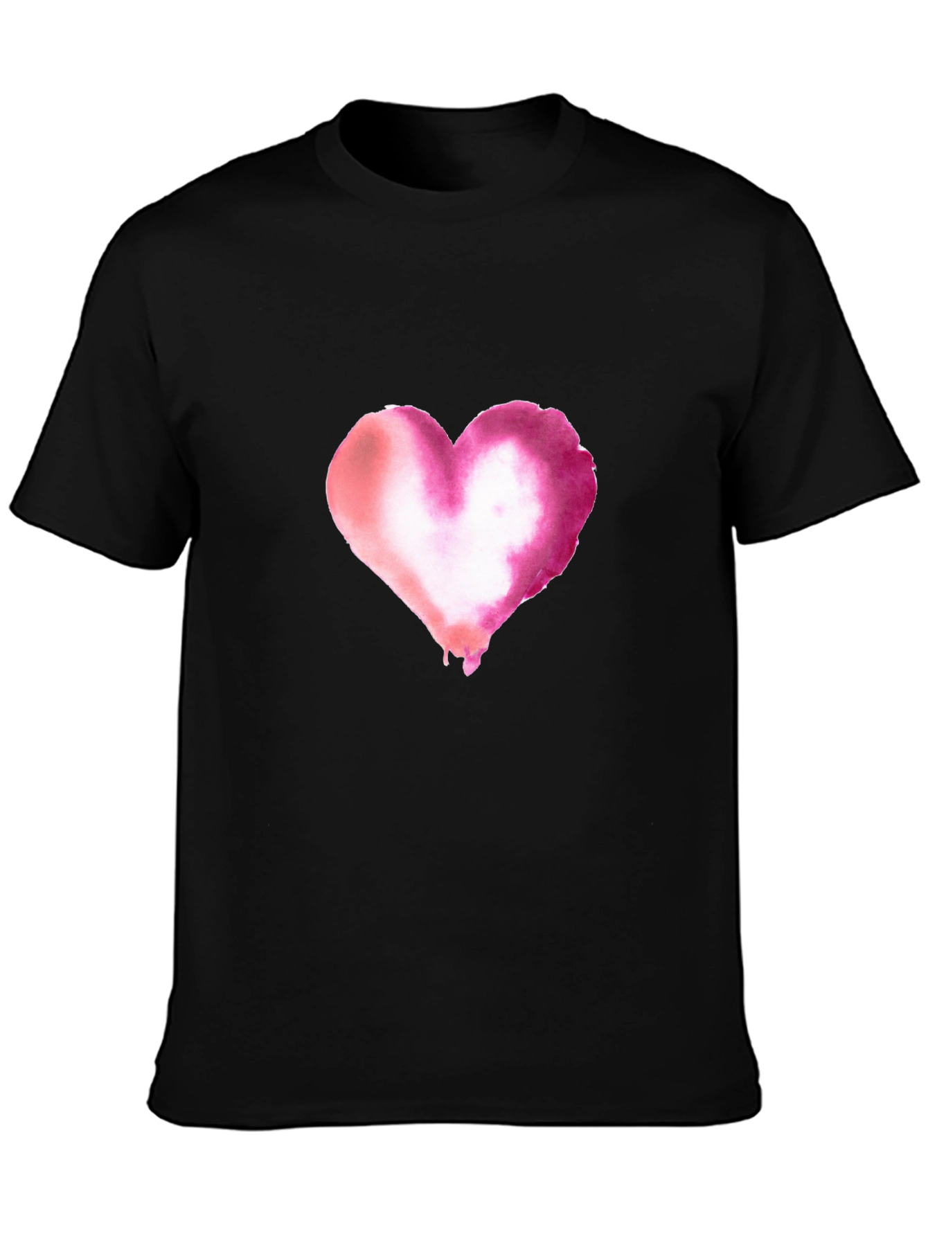 Watercolor Heart Black T-Shirt