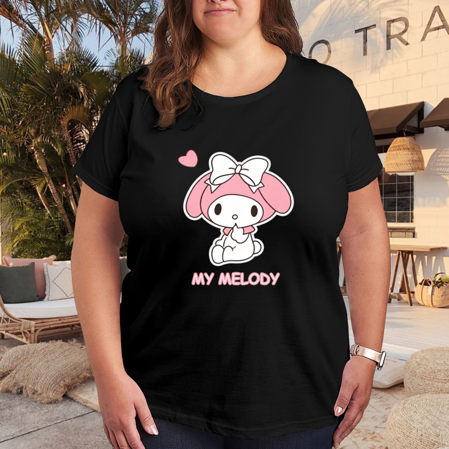 Elegant Minimal Pattern Plus Size Women Basic Casual T-Shirt