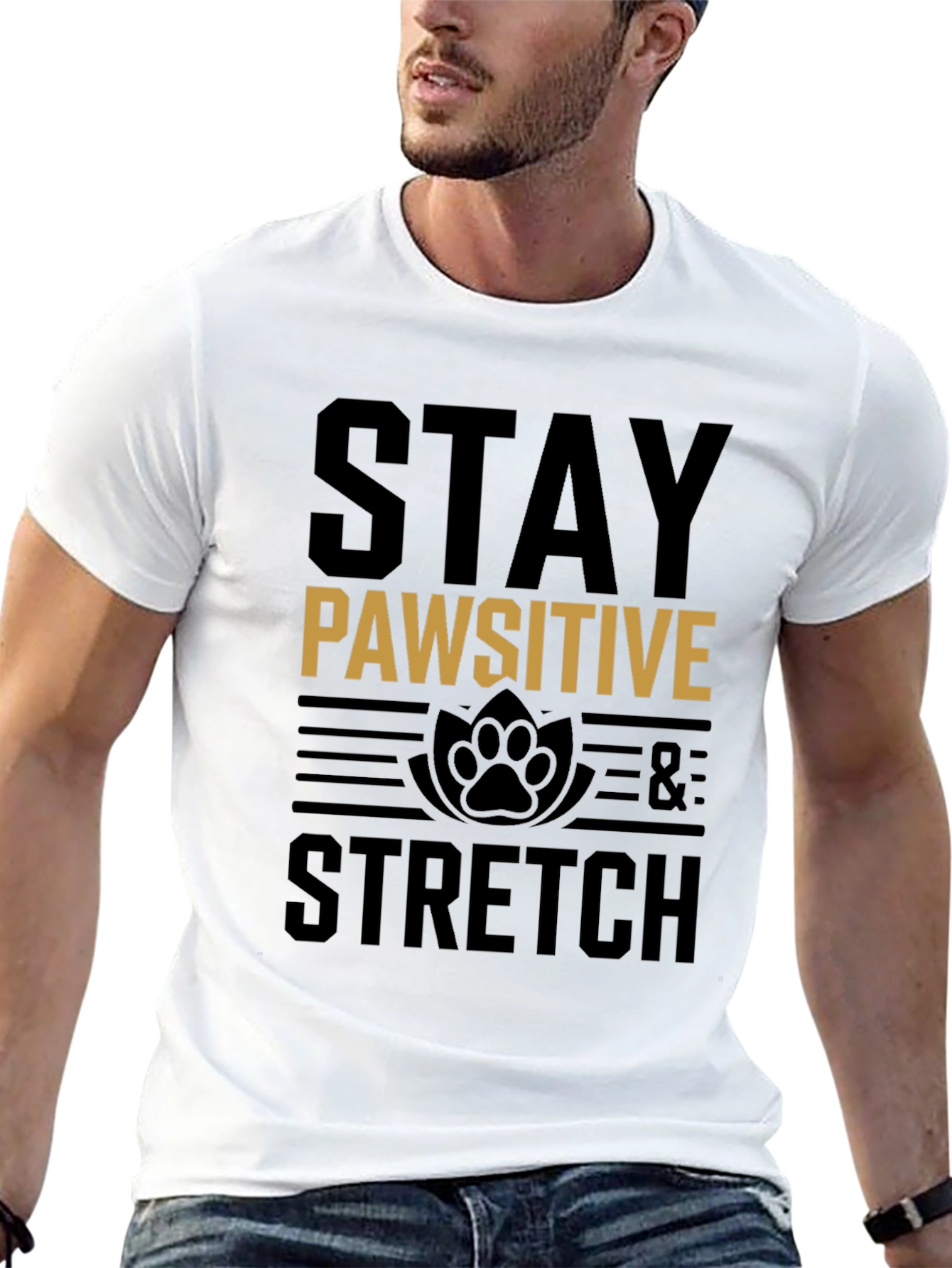Stay Pawsitive & Stretch Graphic Tee