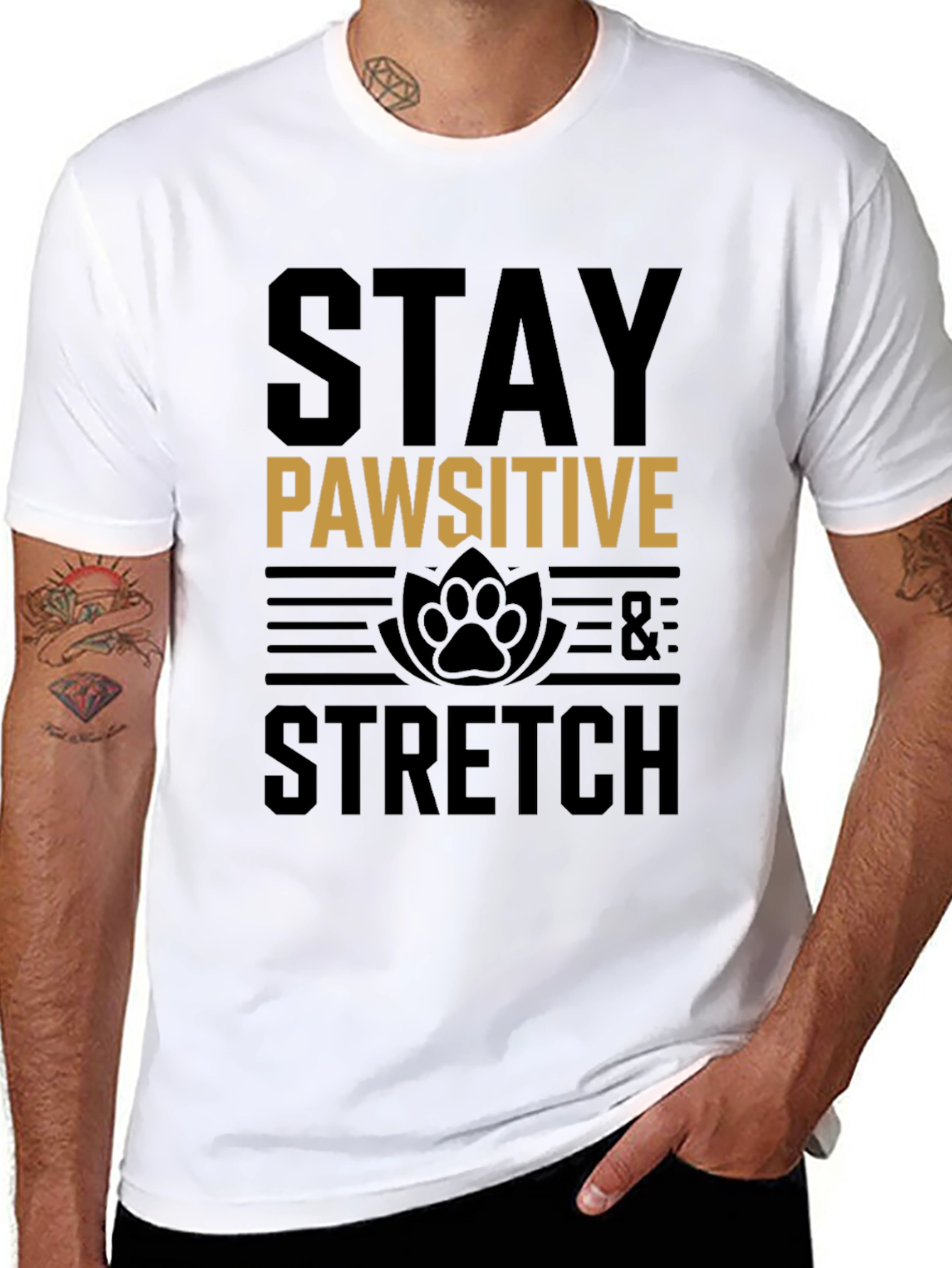 Stay Pawsitive & Stretch Graphic Tee