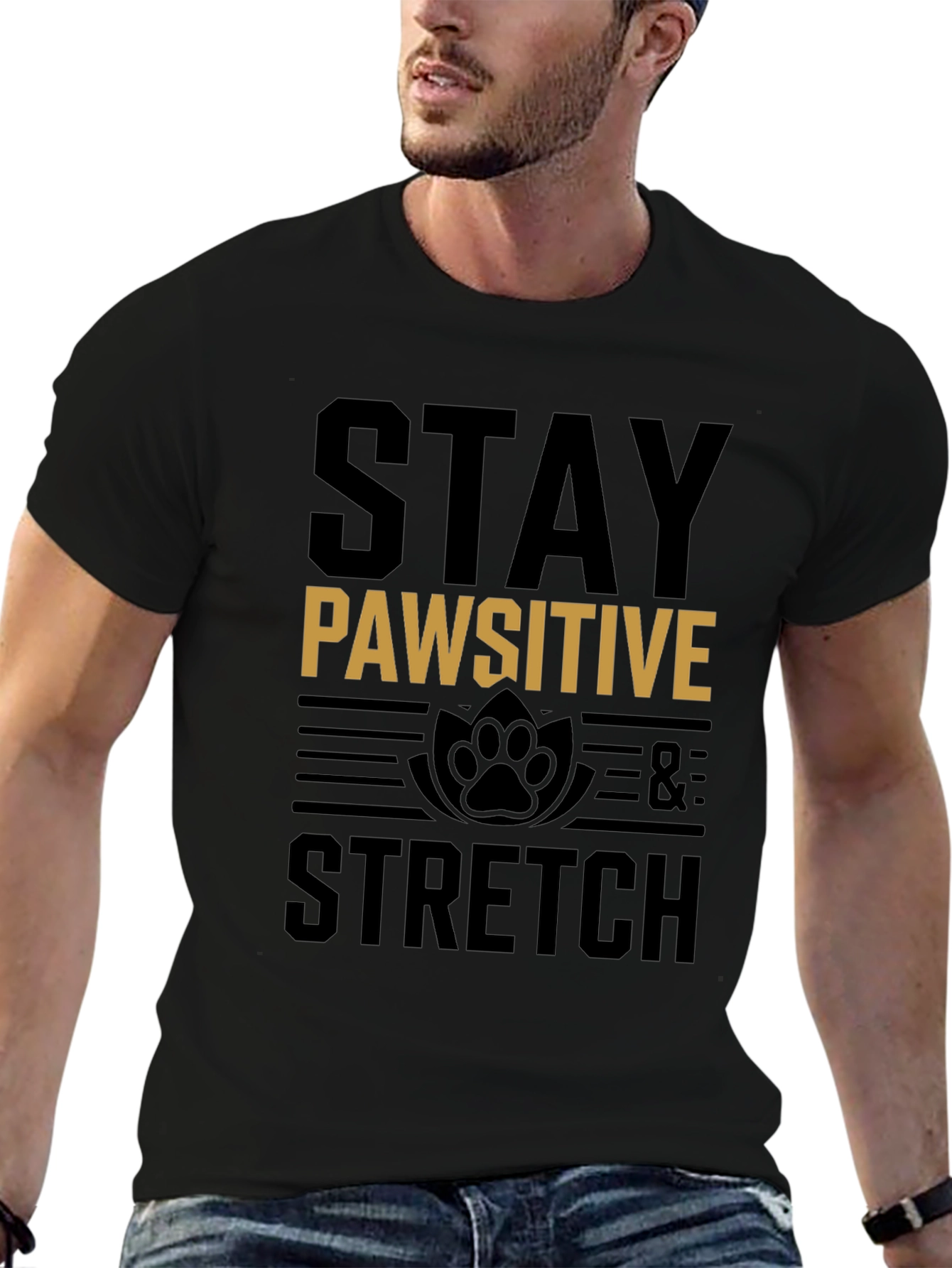 Stay Pawsitive & Stretch Graphic Tee