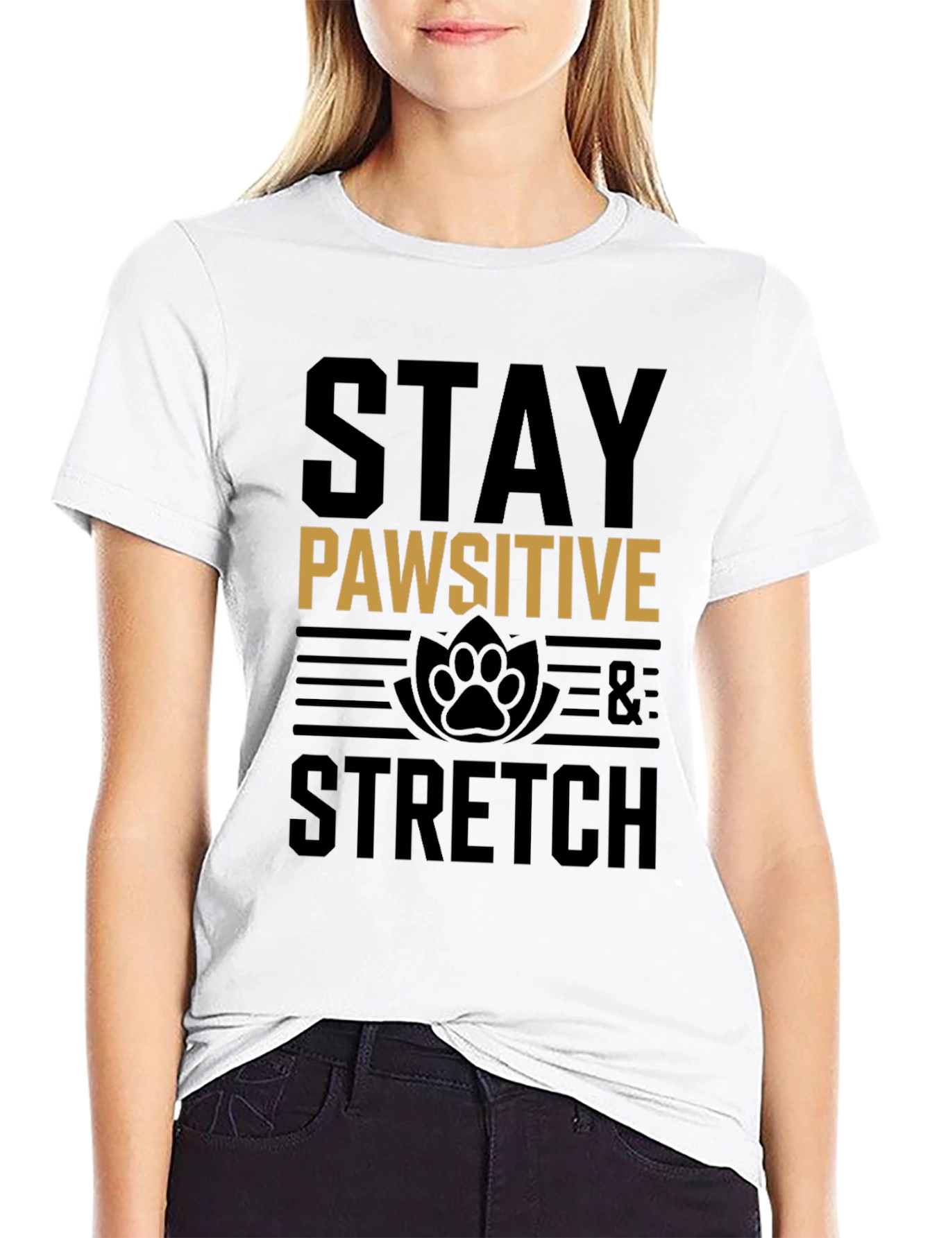 Stay Pawsitive & Stretch Graphic Tee