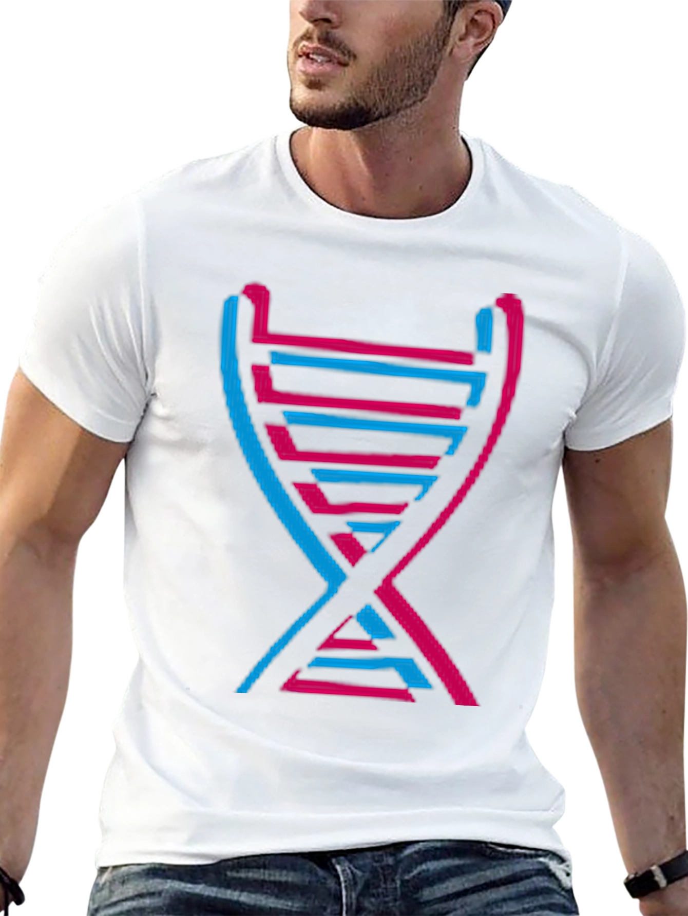 DNA Graphic Print Crew Neck Tee - Modern Style