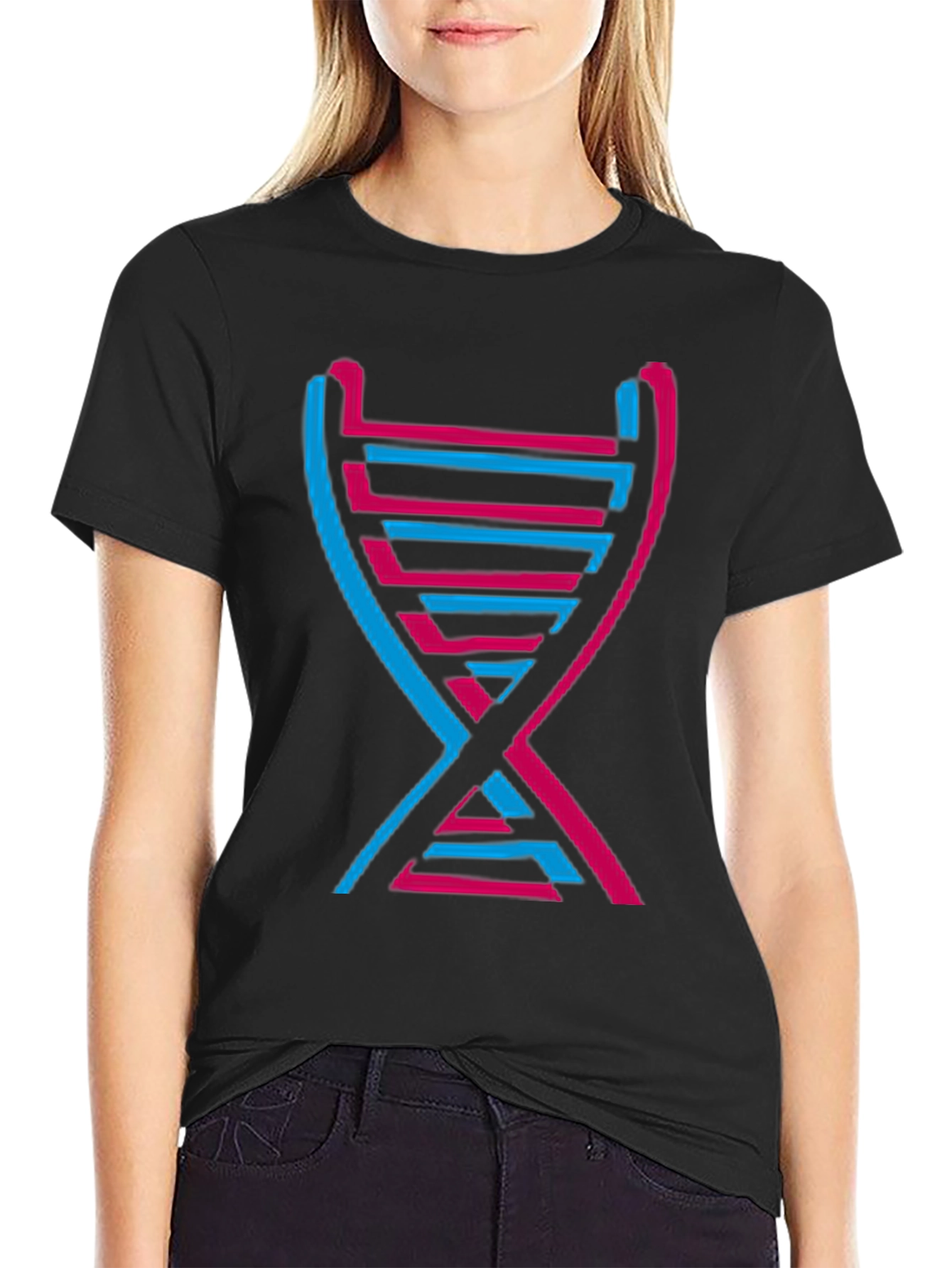 DNA Graphic Print Crew Neck Tee - Modern Style