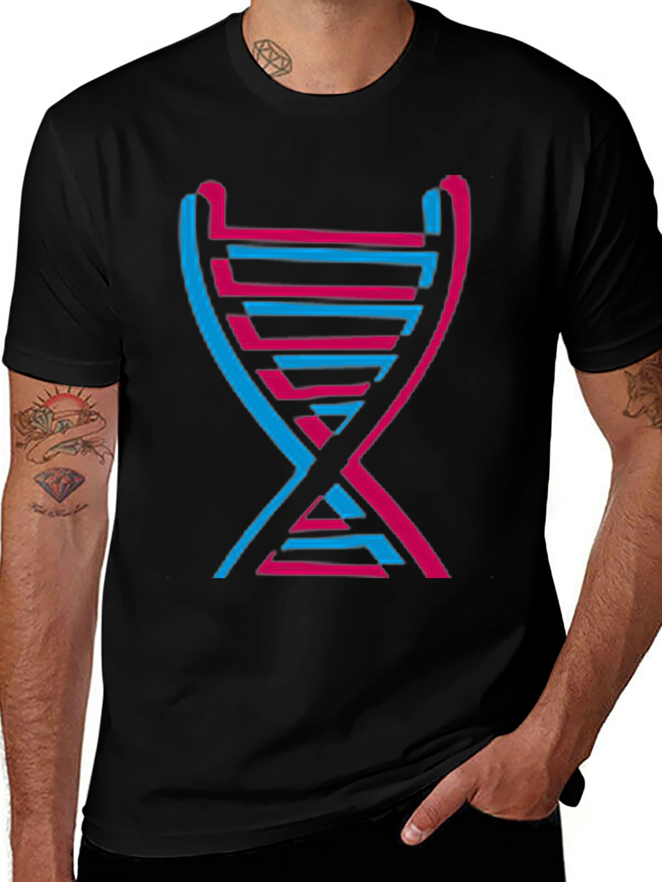 DNA Graphic Print Crew Neck Tee - Modern Style