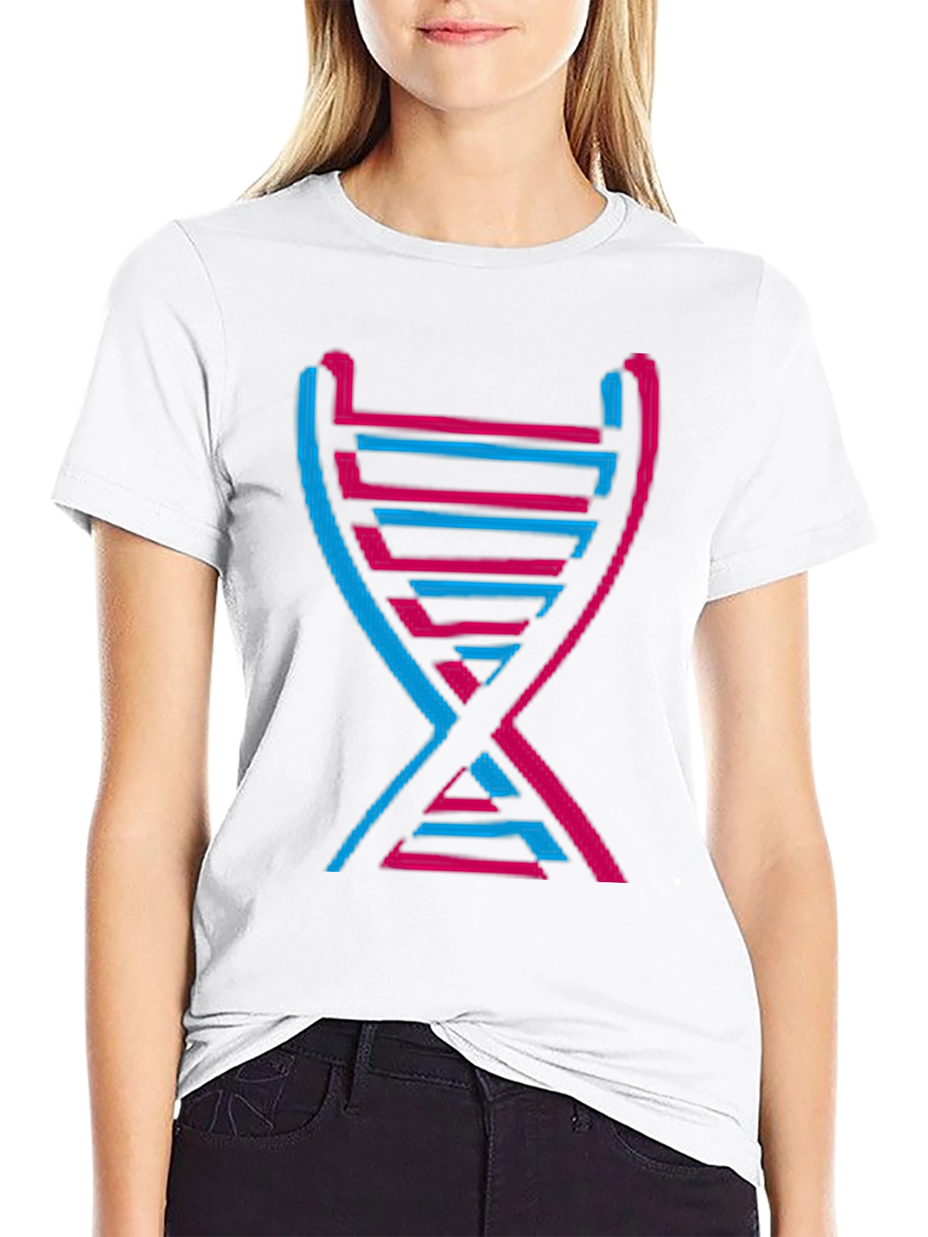 DNA Graphic Print Crew Neck Tee - Modern Style
