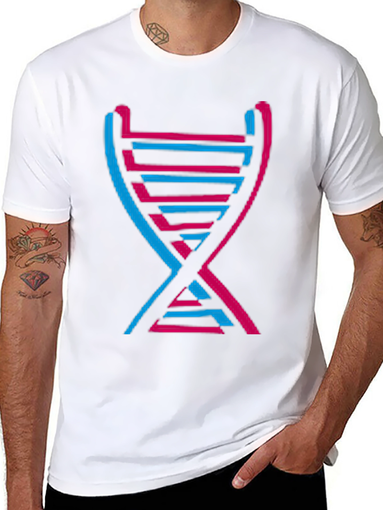 DNA Graphic Print Crew Neck Tee - Modern Style