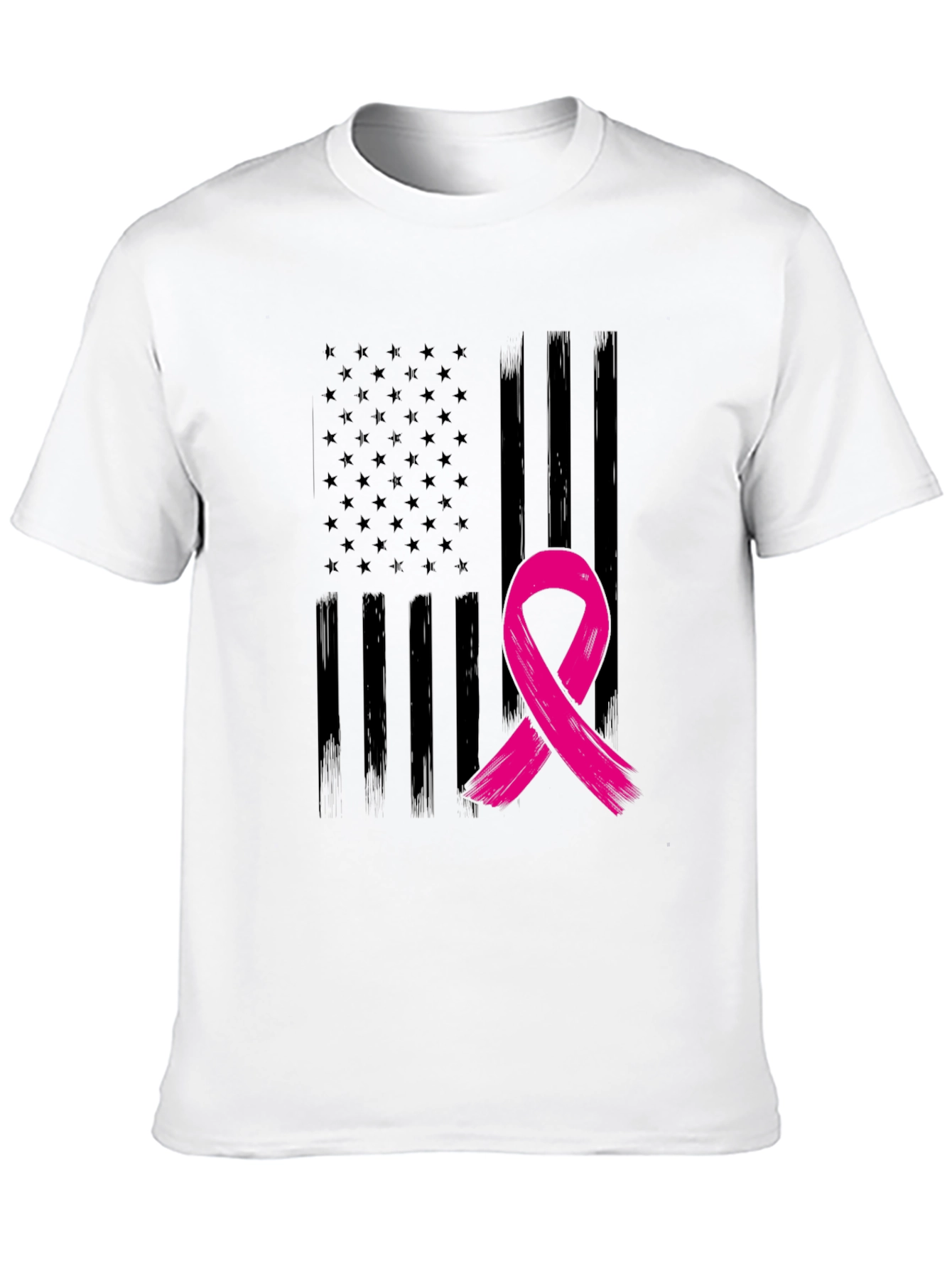 Breast Cancer Awareness USA Flag Graphic Tee