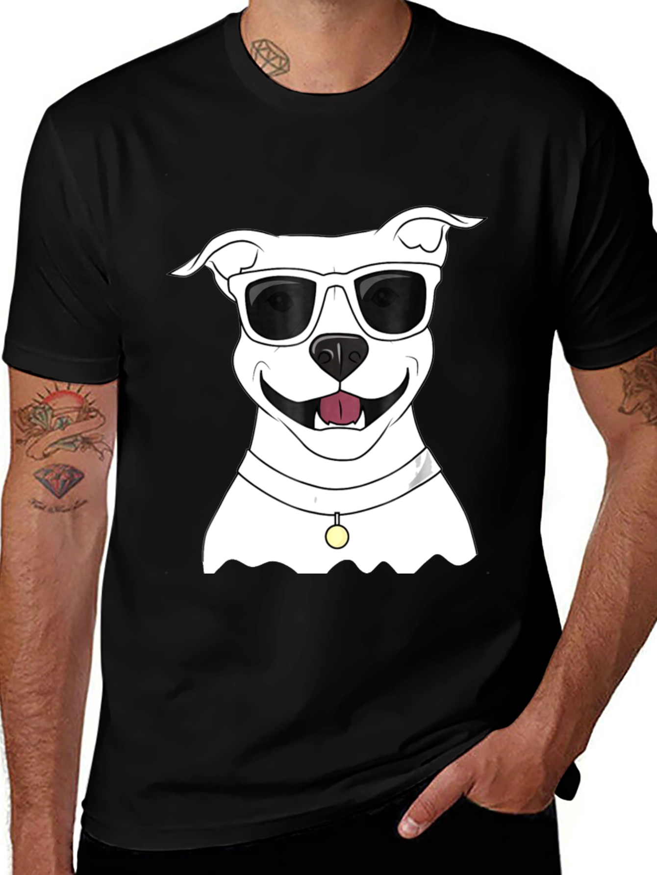 Cool Dog Graphic Tee - Black Cotton Casual Shirt