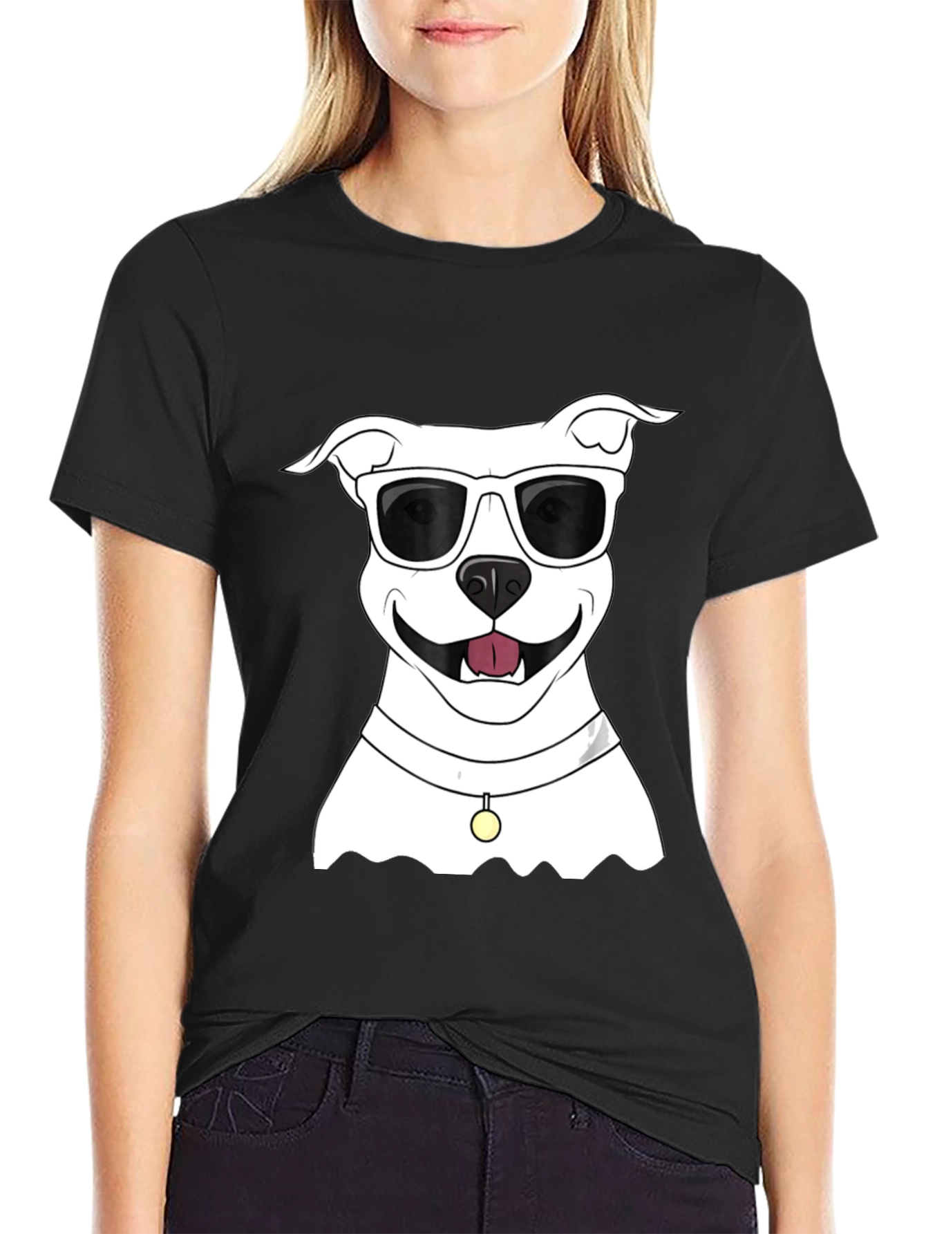 Cool Dog Graphic Tee - Black Cotton Casual Shirt