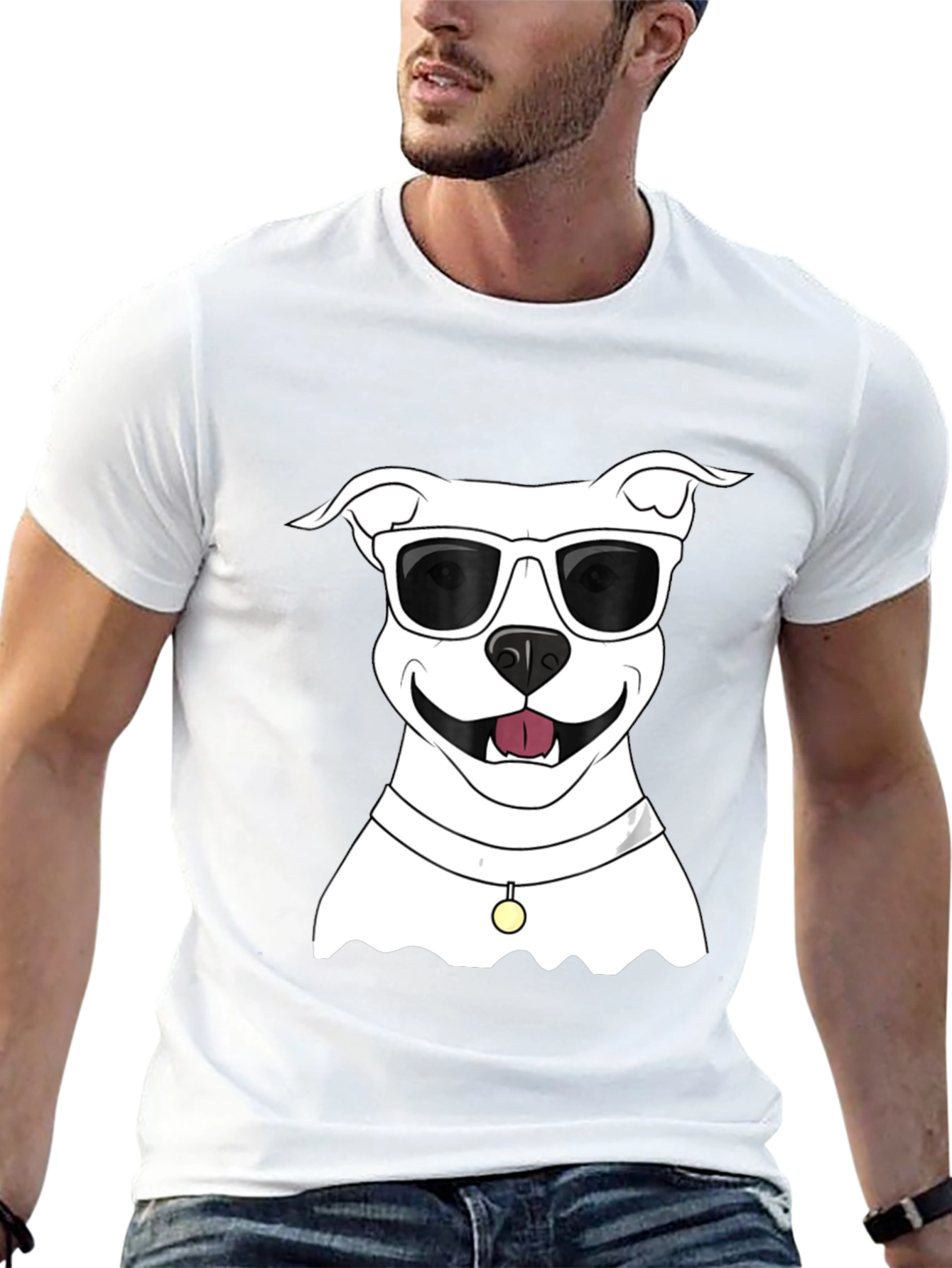 Cool Dog Graphic Tee - Black Cotton Casual Shirt