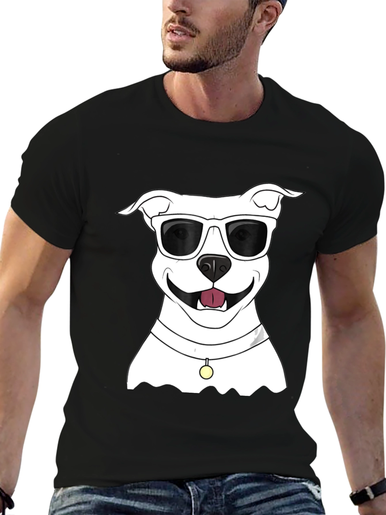 Cool Dog Graphic Tee - Black Cotton Casual Shirt