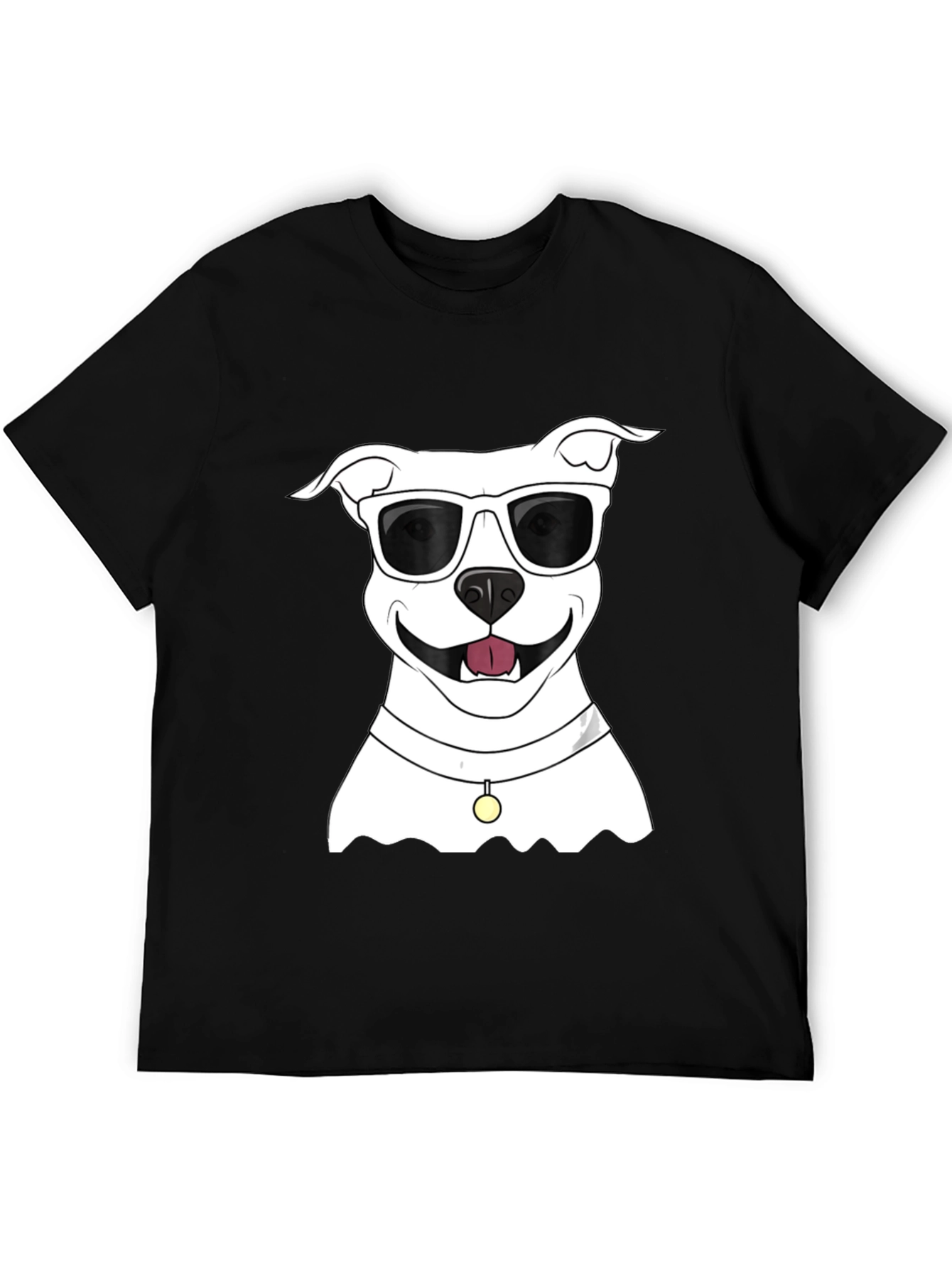 Cool Dog Graphic Tee - Black Cotton Casual Shirt