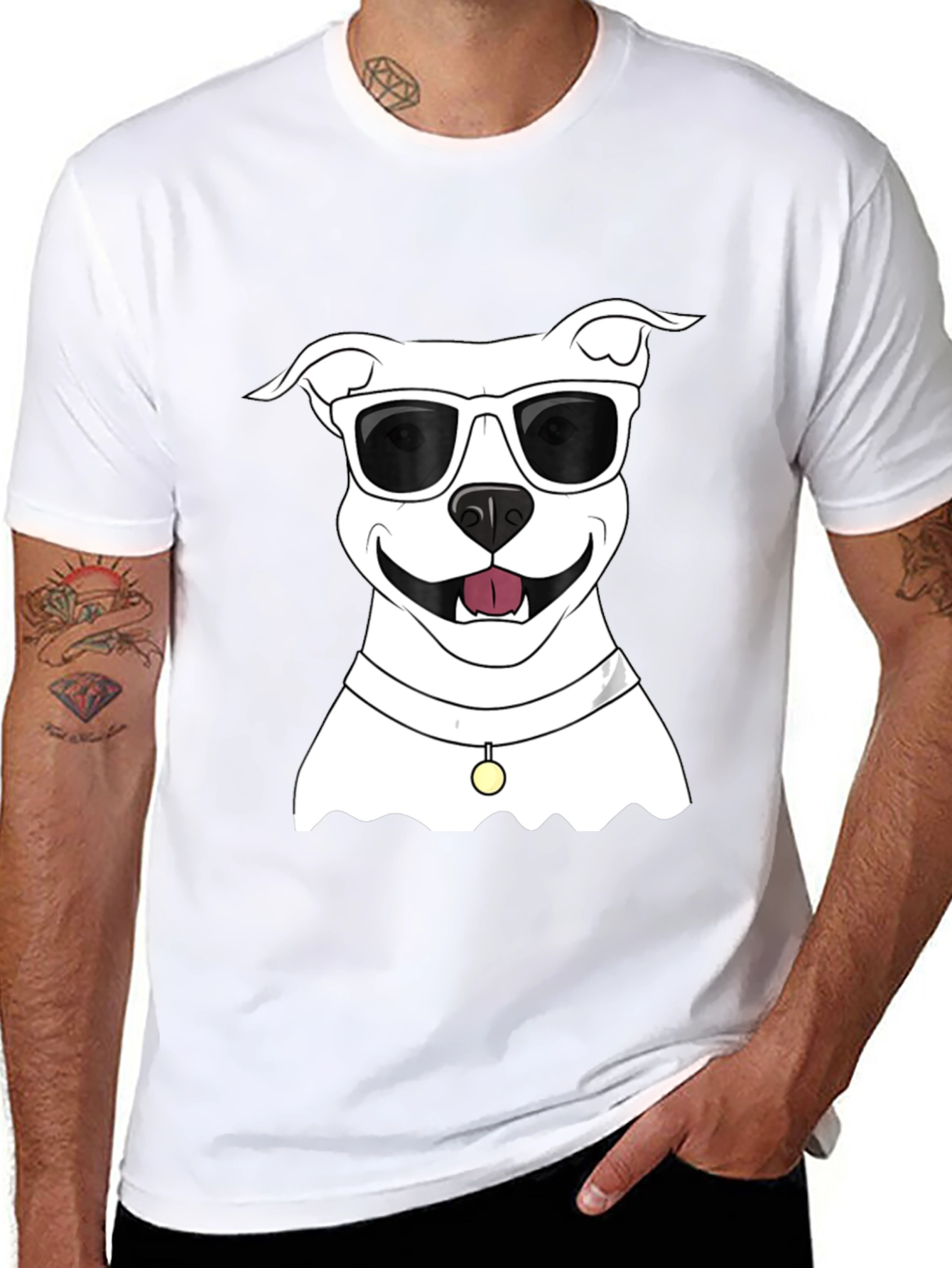Cool Dog Graphic Tee - Black Cotton Casual Shirt