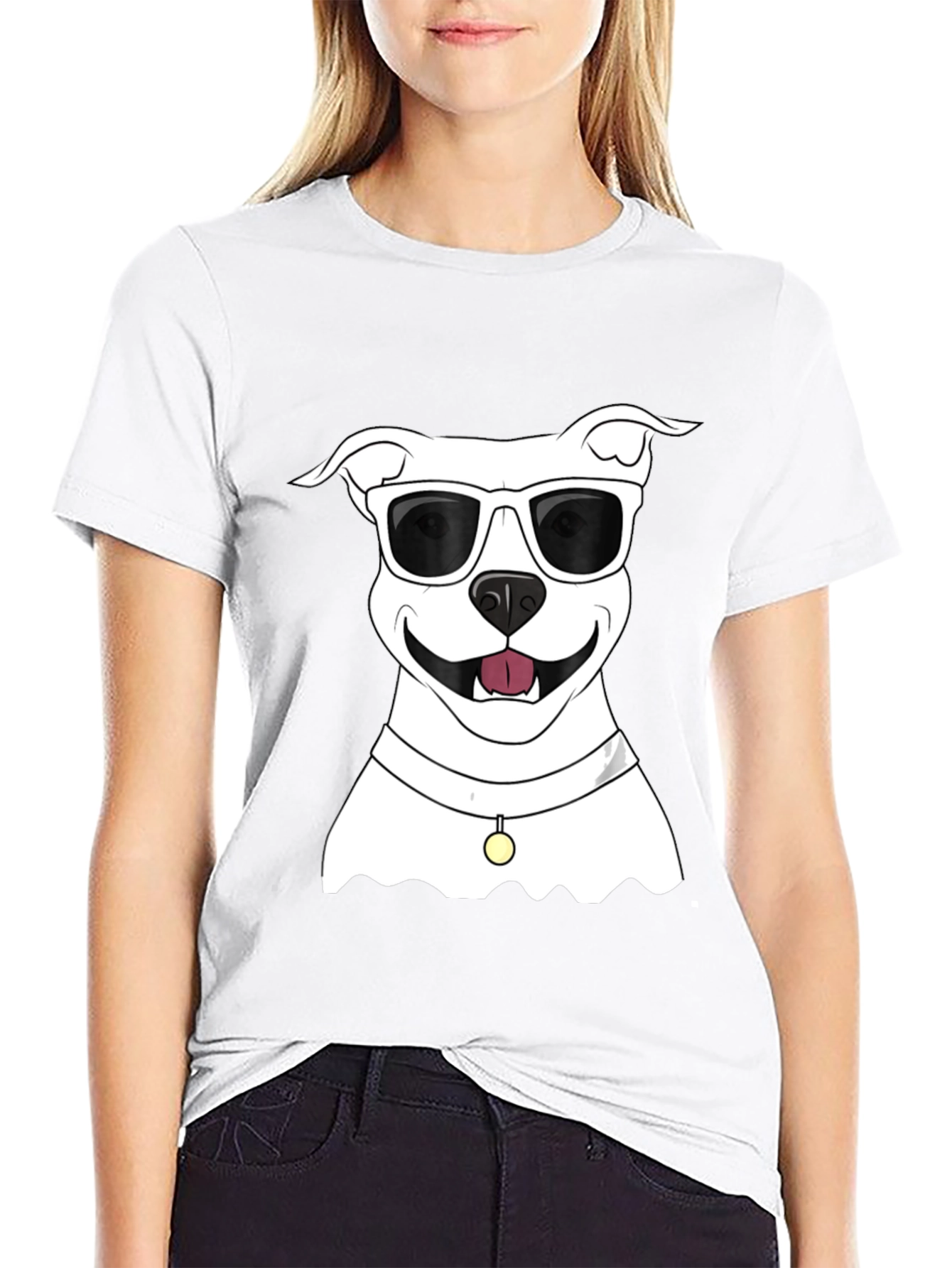 Cool Dog Graphic Tee - Black Cotton Casual Shirt