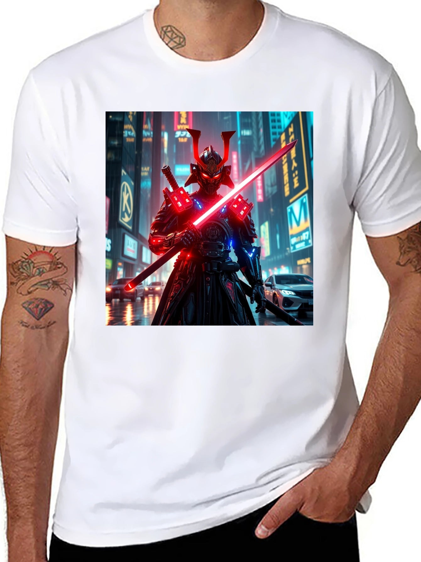 Cyberpunk Samurai T-Shirt - Neon Ronin Design